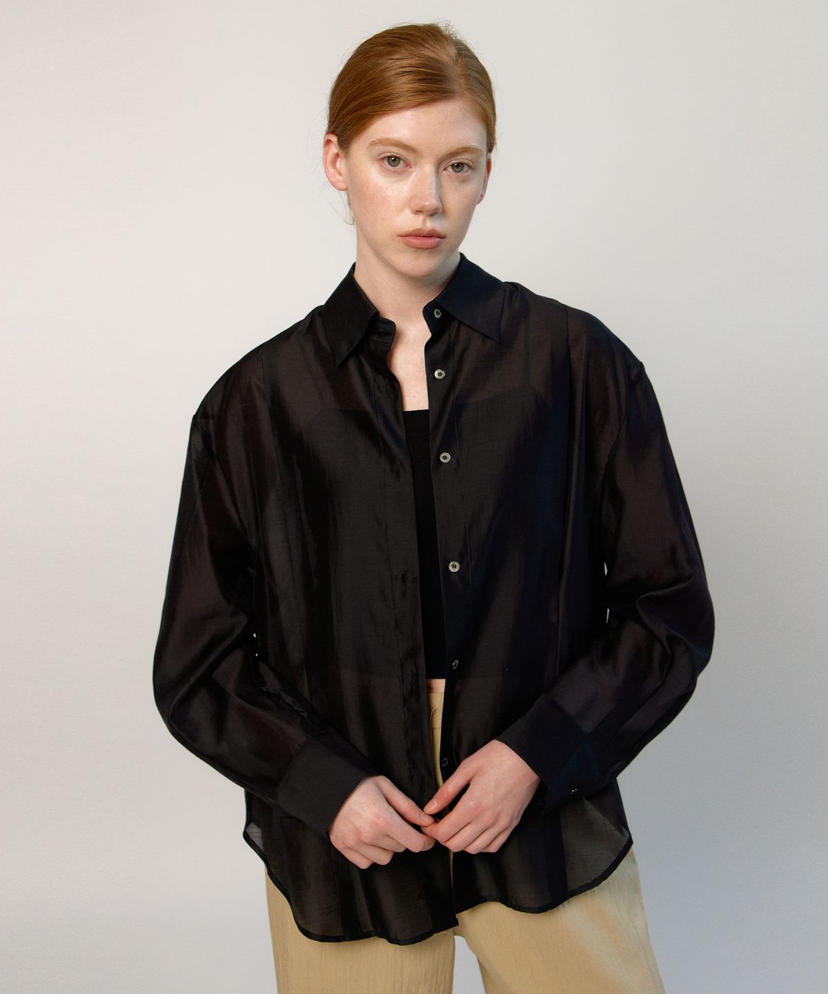 네벨에브리웨어(NEBELEVERYWEAR) Tencel soft shirt_Black