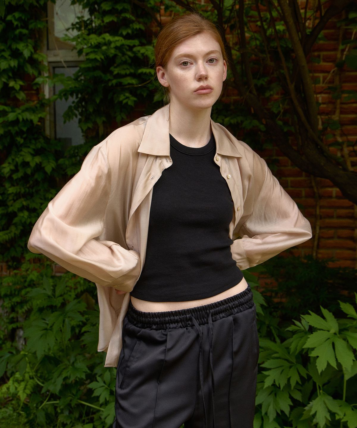 네벨에브리웨어(NEBELEVERYWEAR) Tencel soft shirt_Beige