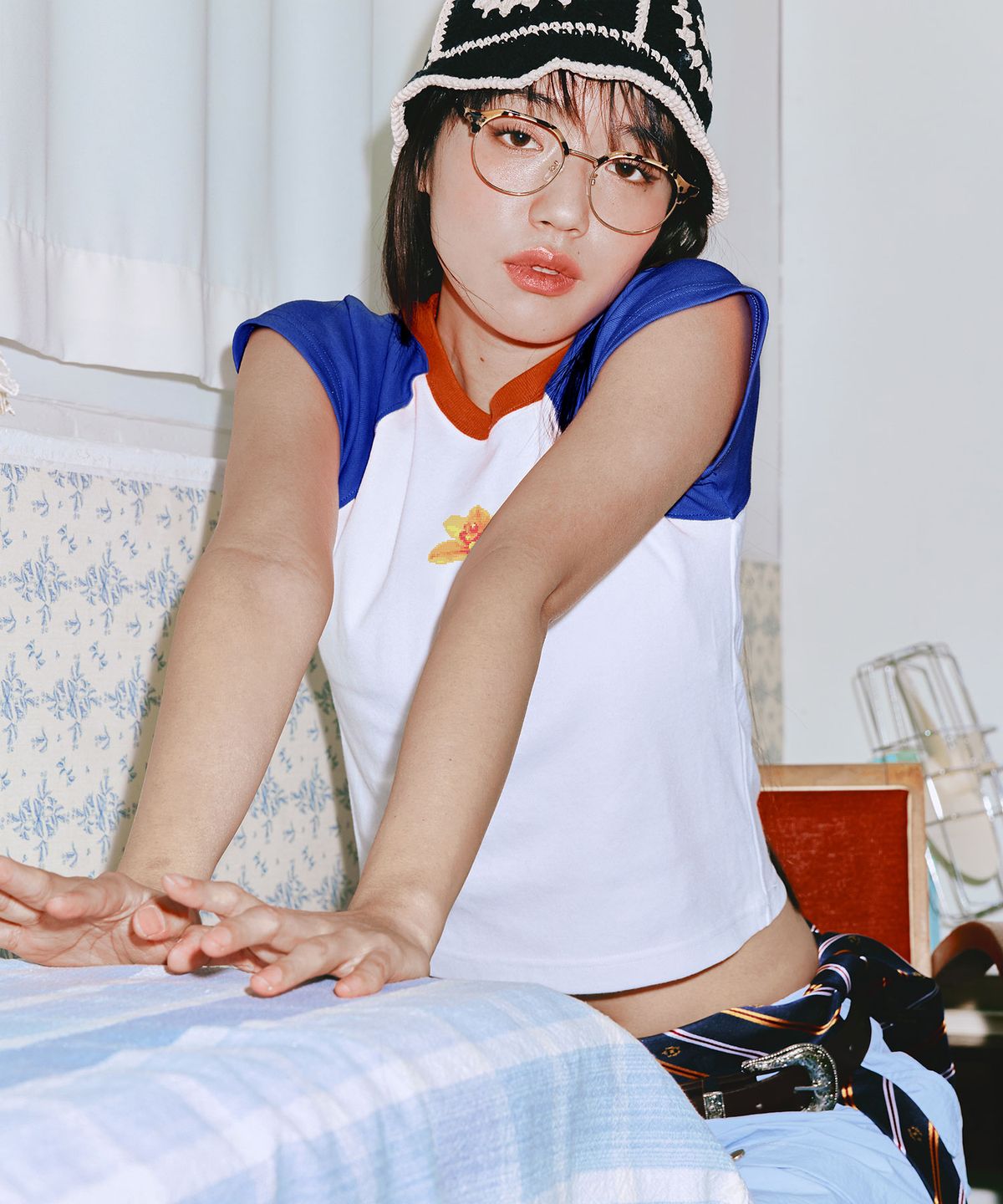 스너기스트(SNUGGIEST) 플라워 래글런 티 [오렌지 히비스커스]