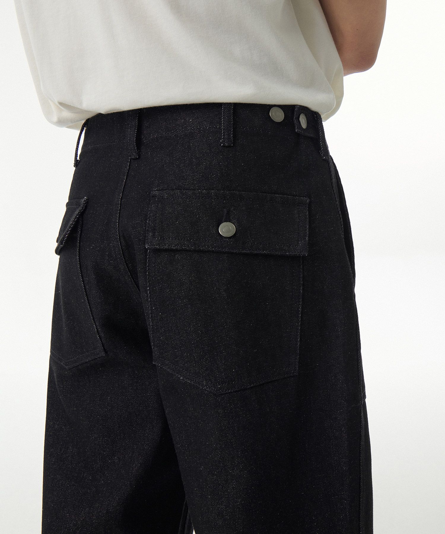 MUSINSA | MUSINSA STANDARD Denim Fatigue Pants [Row Black]