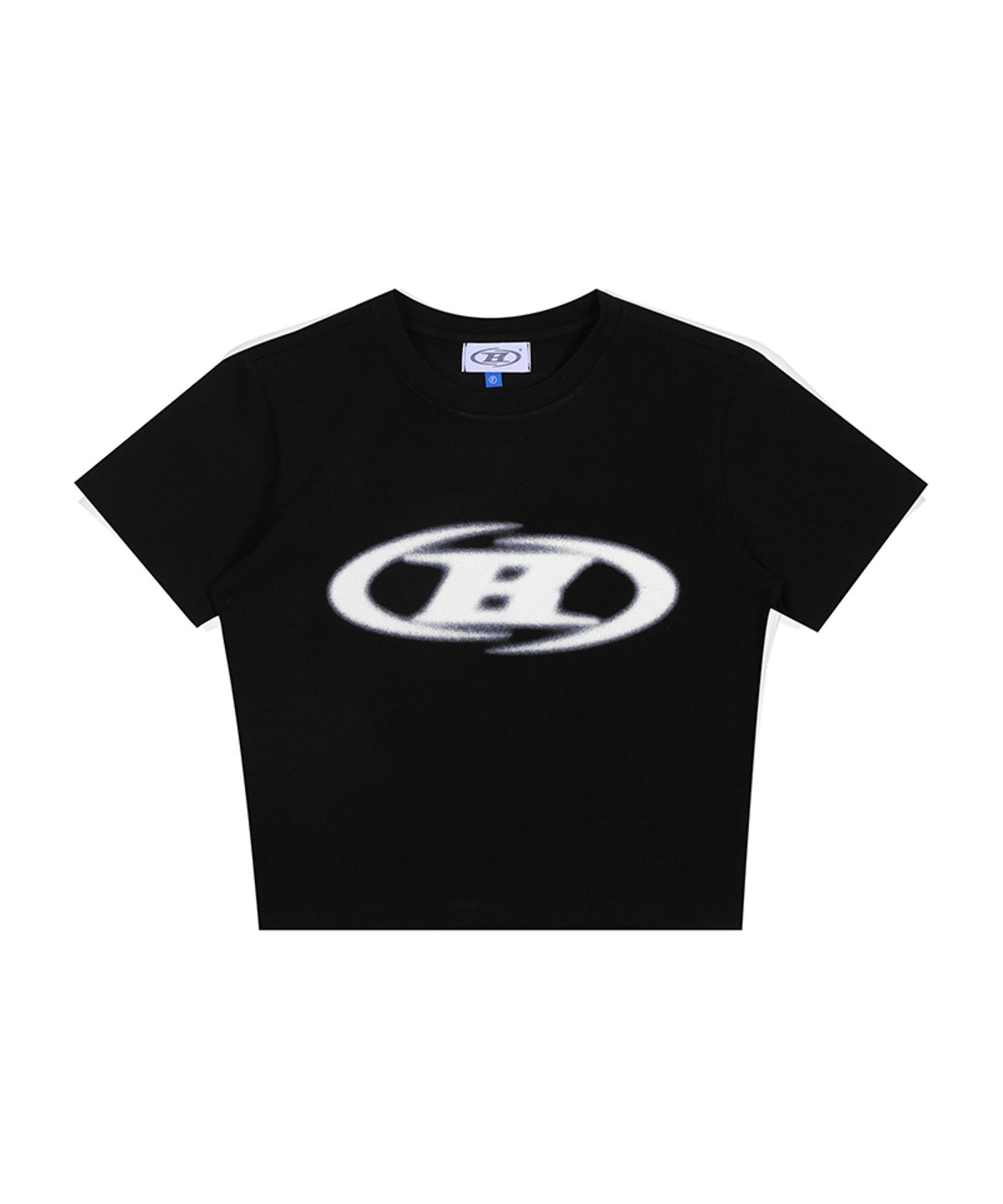 본투윈(BORN TO WIN) BLUR LOGO CROP TOP [BLACK]