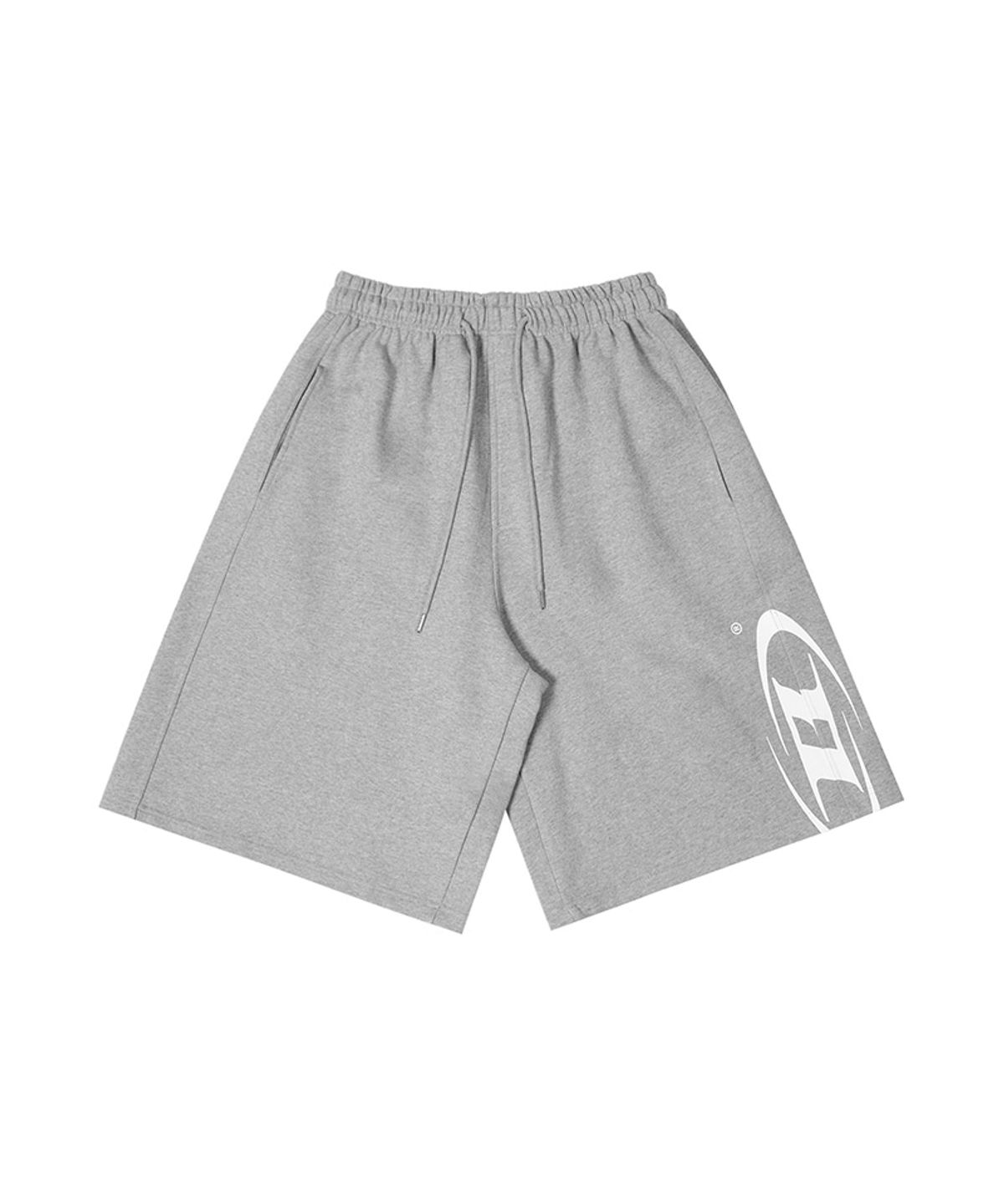 본투윈(BORN TO WIN) SIDE B LOGO HALF PANTS [MELANGE GREY]