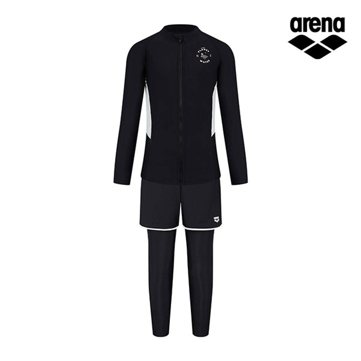 아레나 키즈(ARENA KIDS) 아일랜드 주니어 집업 래쉬가드 세트 A4BG1GS82BLK