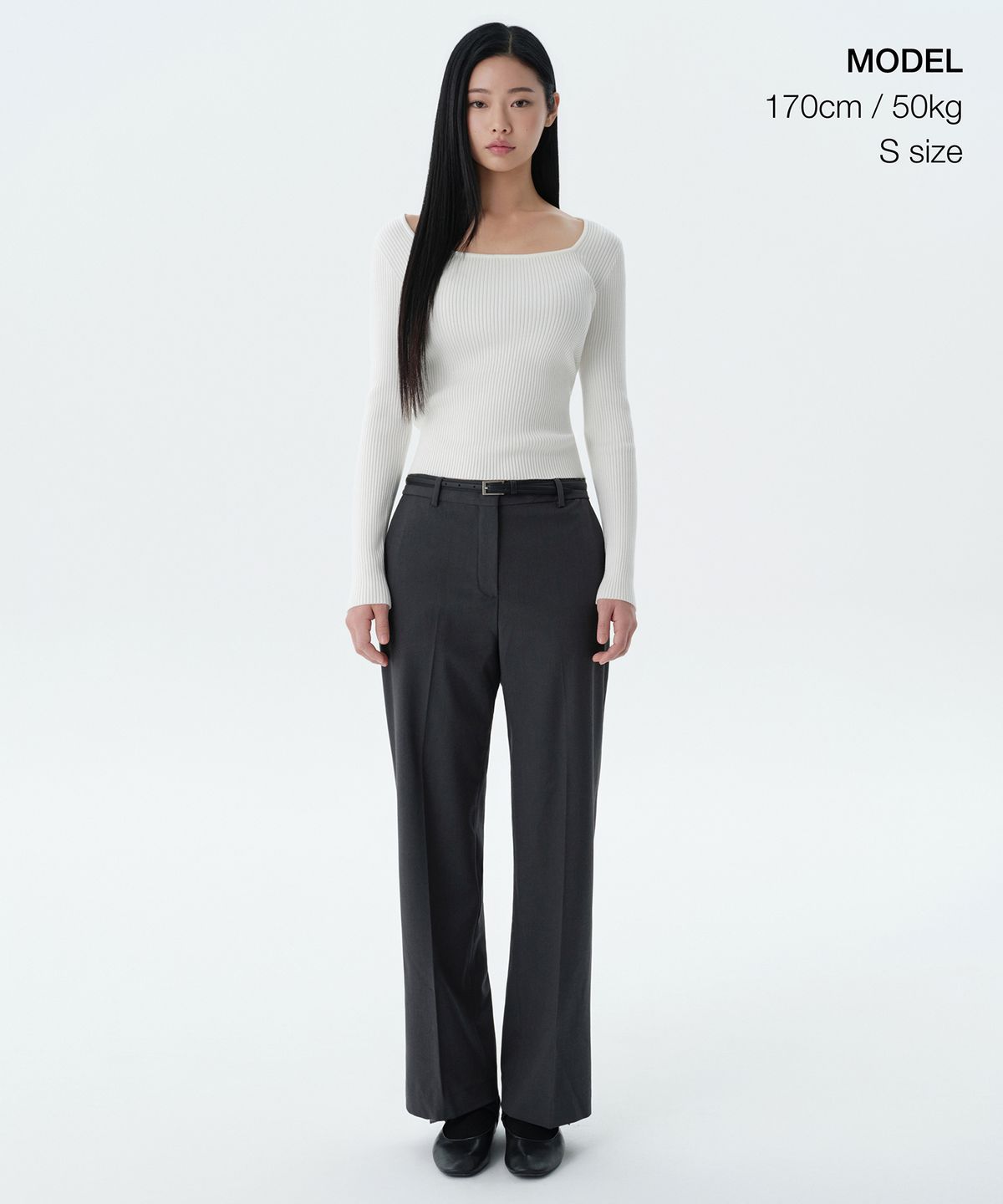 무신사 스탠다드 우먼(MUSINSA STANDARD WOMAN) 우먼즈 리브드 슬림 스퀘어 넥 니트 [아이보리]