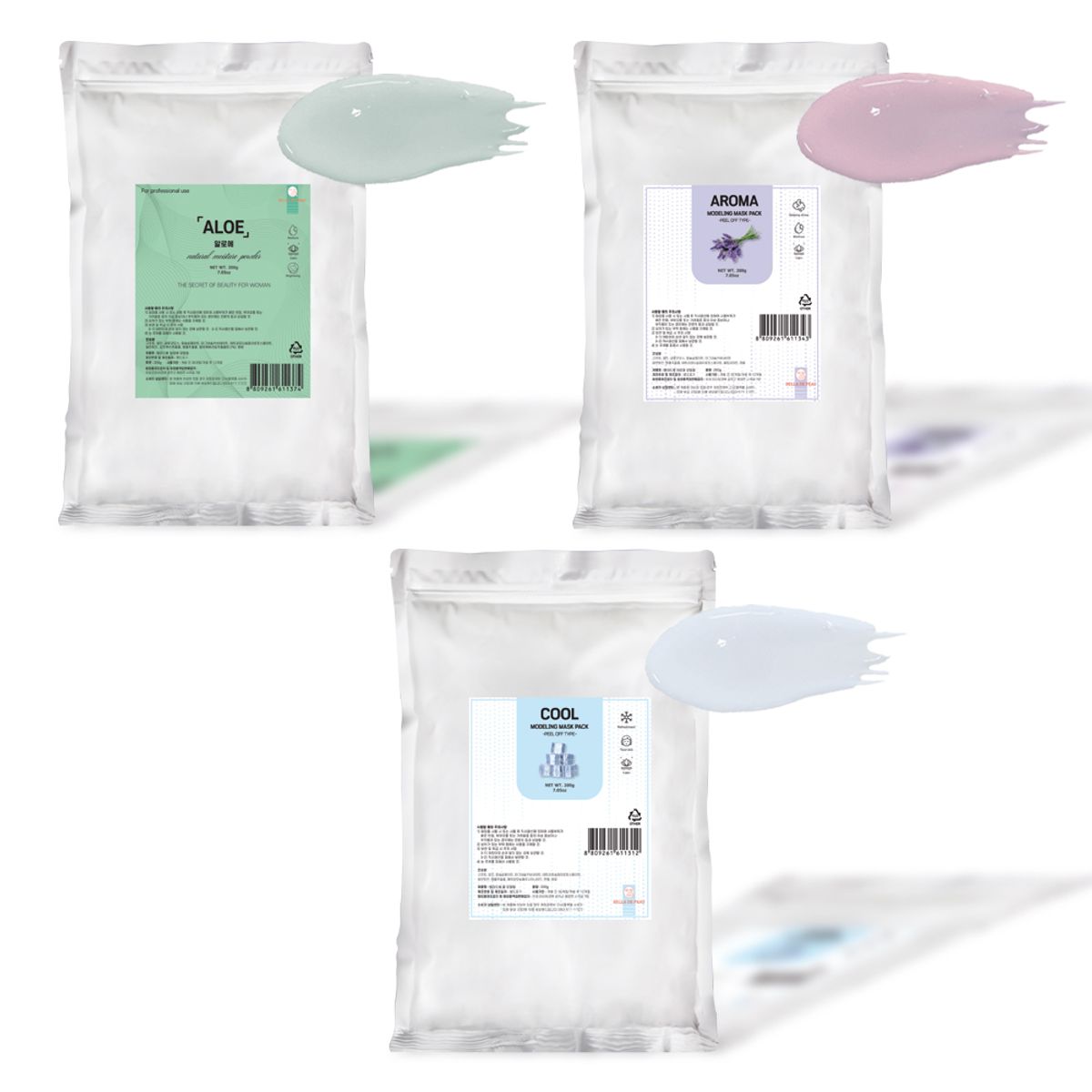 벨라드뽀(BELLADEPEAU) 피부타입별 모델링팩 1세트 (200g x 3개입)
