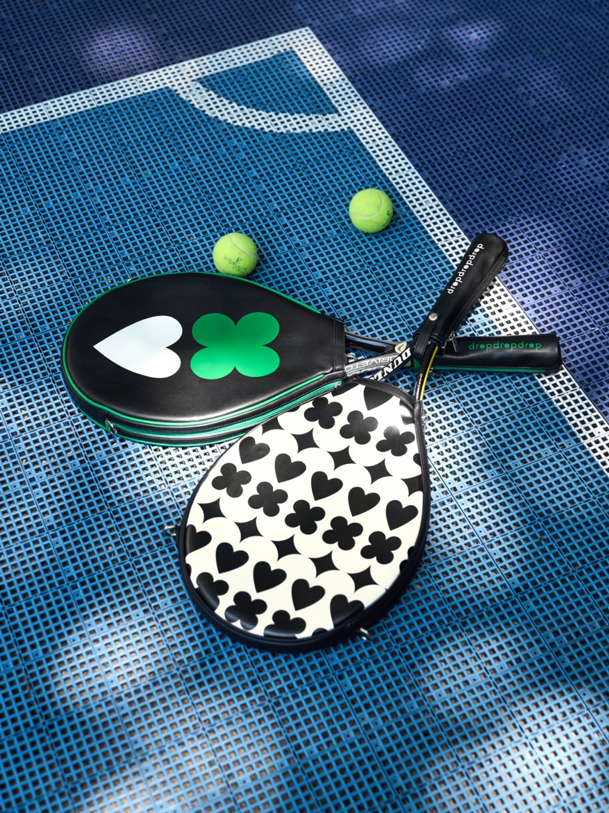 드롭드롭드롭 스포츠(DROPDROPDROP SPORTS) DRP 패턴 라켓백 LUCKY HEARTY BLACKBERRY