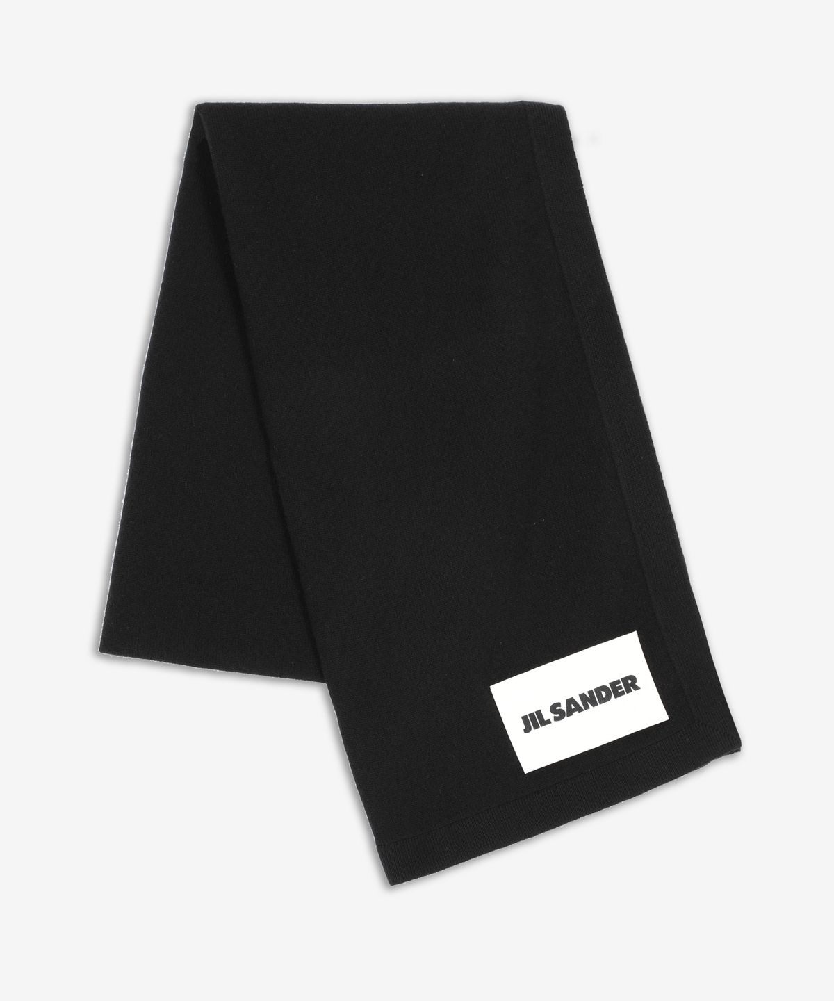 질 샌더(JIL SANDER) 로고 패치 캐시미어 머플러 - 블랙 / J02TE0001J13201001