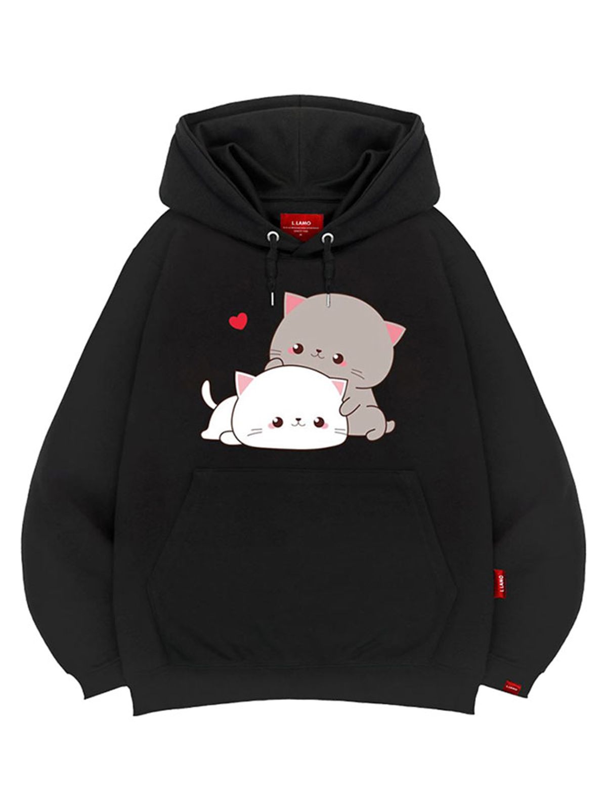 엘라모(LLAMO) 큐티커플캣 후드티 남녀공용 빅사이즈 M~4XL