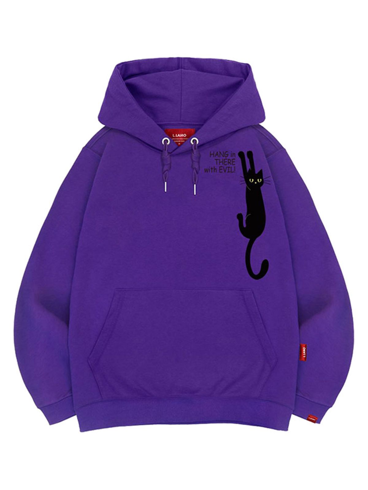 엘라모(LLAMO) 검은고양이 후드티 남녀공용 빅사이즈 M~4XL