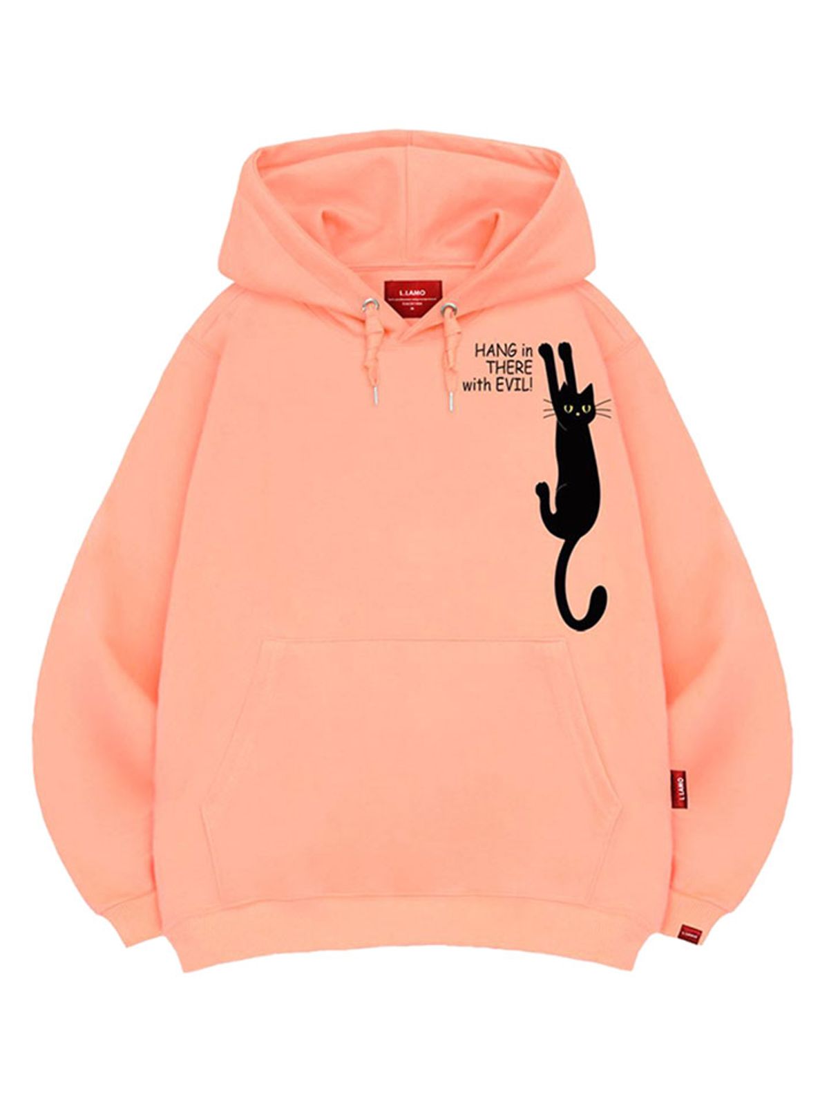 엘라모(LLAMO) 검은고양이 후드티 남녀공용 빅사이즈 M~4XL