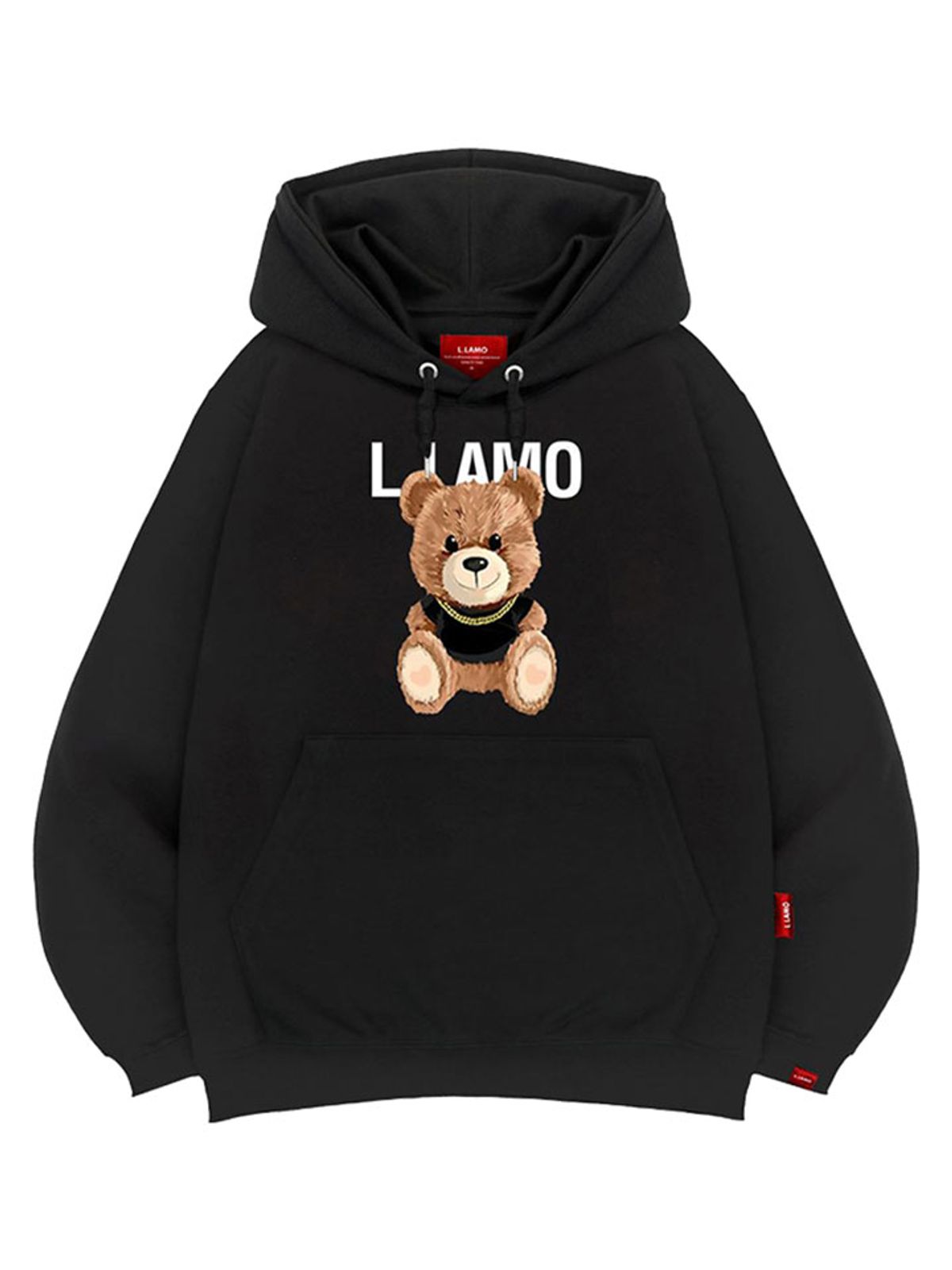 엘라모(LLAMO) 스마일곰돌 후드티 남녀공용 빅사이즈 M~4XL