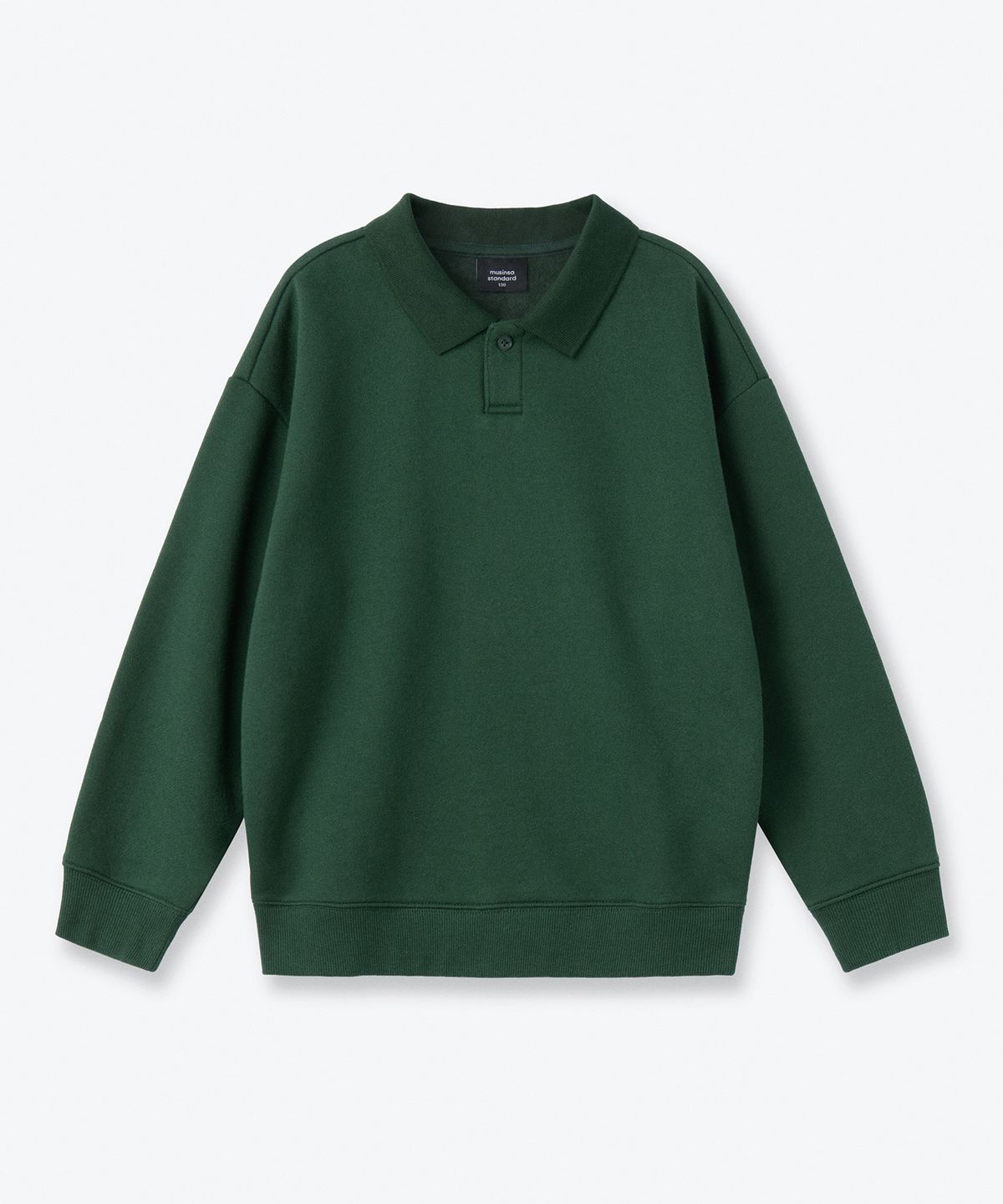 무신사 스탠다드 키즈(MUSINSA STANDARD KIDS) 기모 오버사이즈 칼라드 스웨트셔츠 [그린]