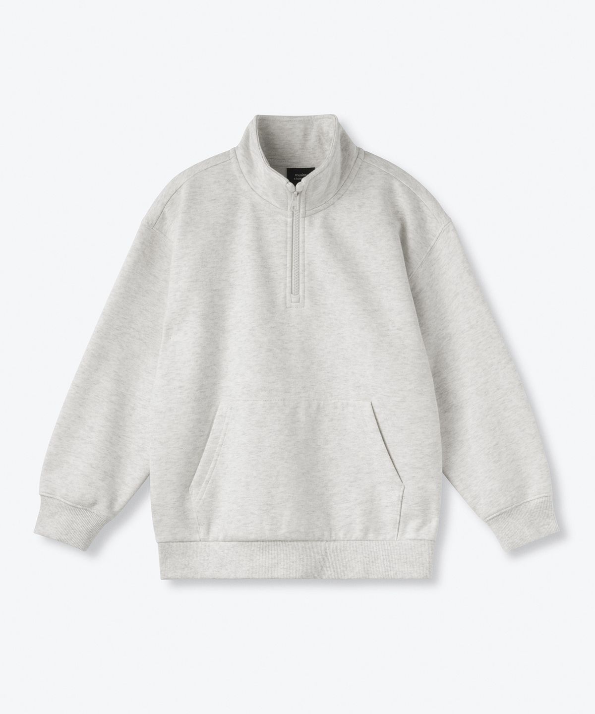 무신사 스탠다드 키즈(MUSINSA STANDARD KIDS) 기모 오버사이즈 하프 집업 스웨트셔츠 [오트밀]