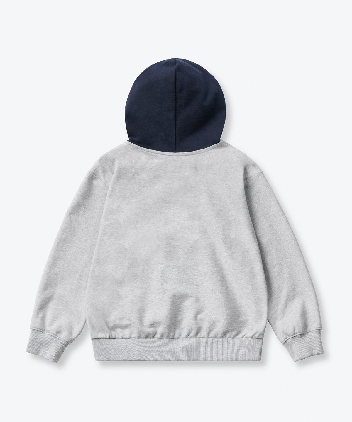 무신사 스탠다드 키즈(MUSINSA STANDARD KIDS) 오버사이즈 컬러 블록 후디드 스웨트셔츠 [미디엄 그레이/네이비]