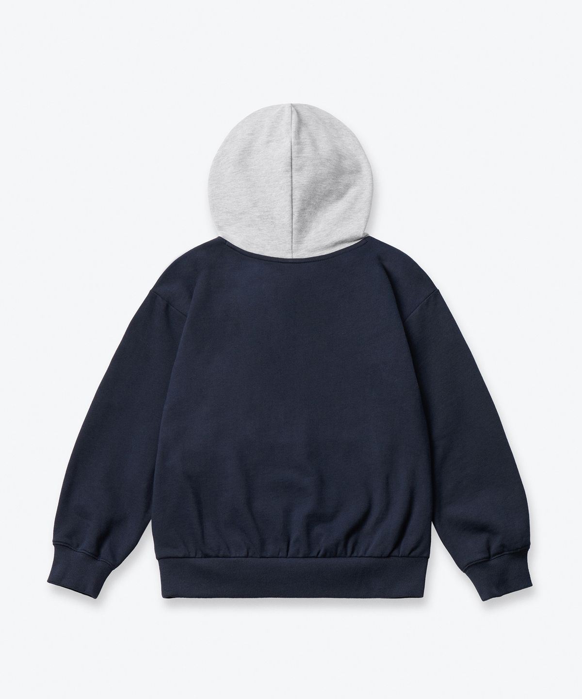 무신사 스탠다드 키즈(MUSINSA STANDARD KIDS) 오버사이즈 컬러 블록 후디드 스웨트셔츠 [네이비/미디엄 그레이]