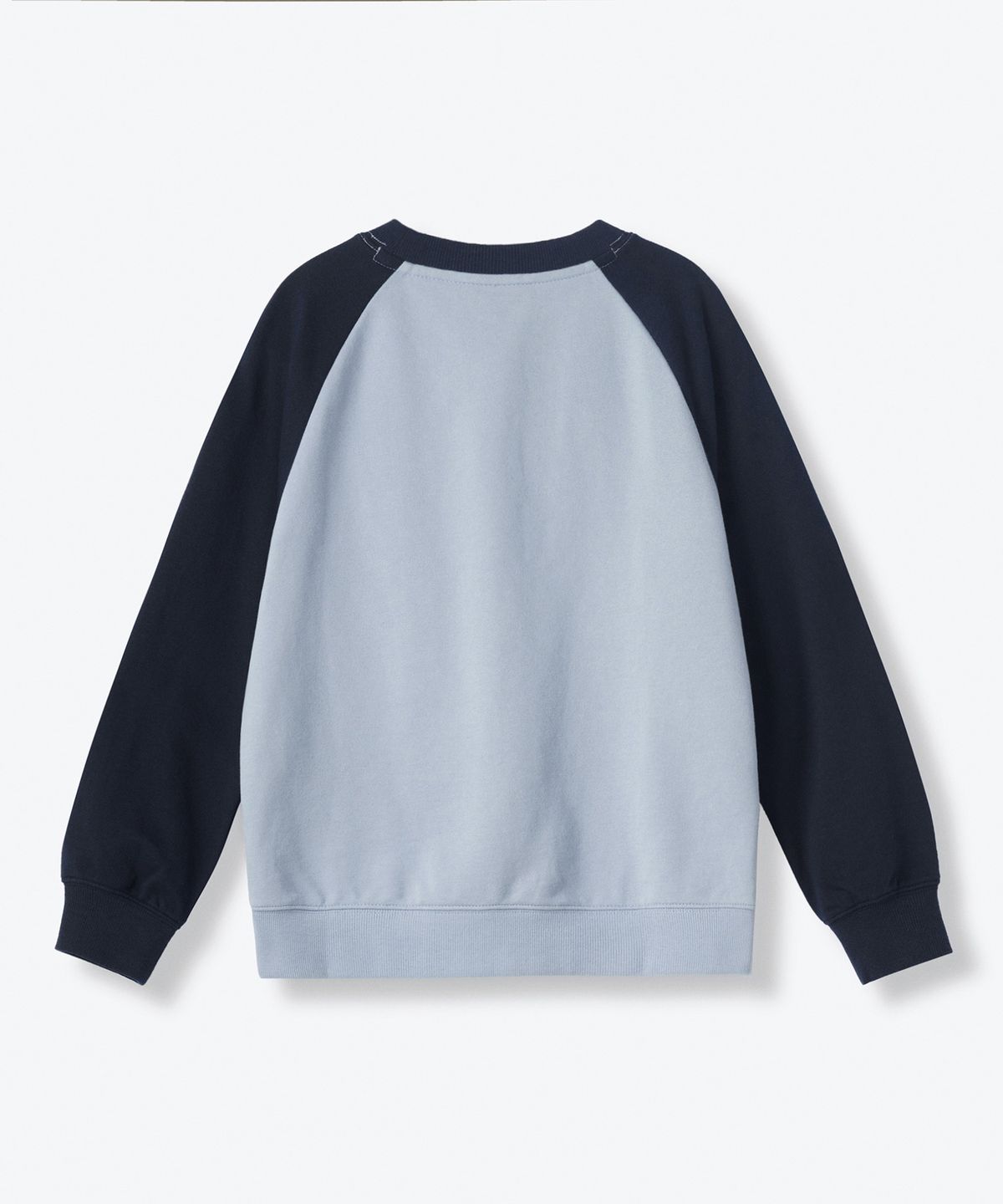 무신사 스탠다드 키즈(MUSINSA STANDARD KIDS) 오버사이즈 래글런 스웨트셔츠 [블루 그레이/네이비]