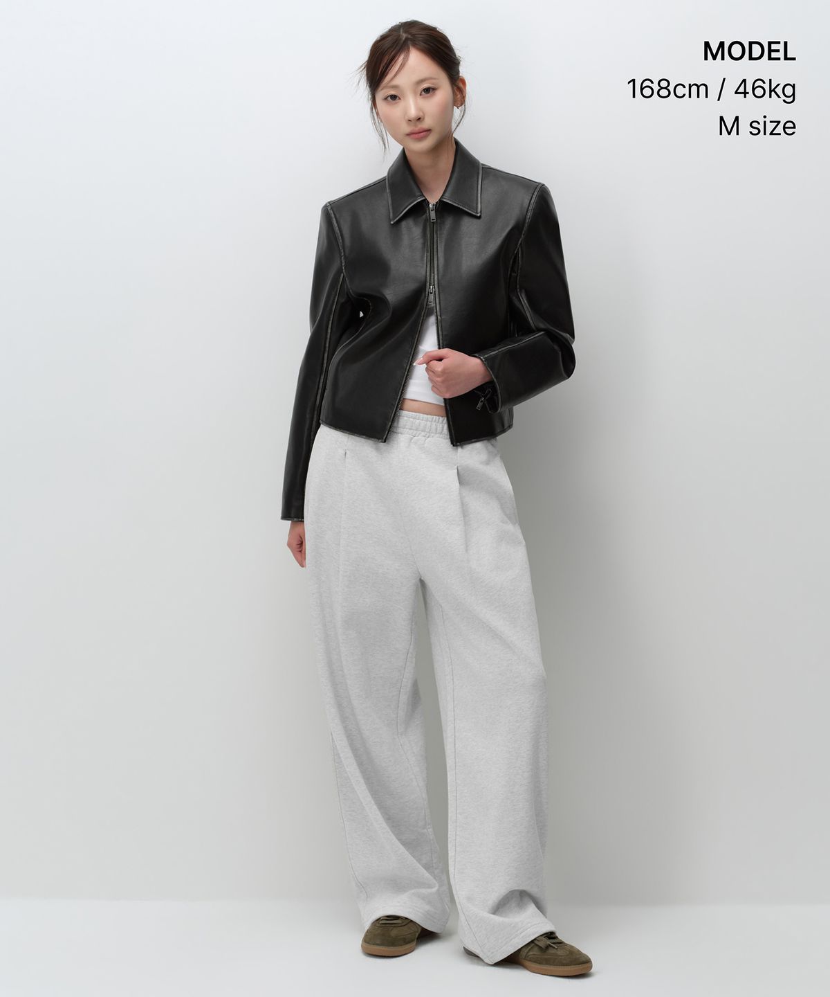 무신사 스탠다드 우먼(MUSINSA STANDARD WOMAN) 우먼즈 딥 턱 베리어블 와이드 라운지 스웨트 팬츠 [멜란지 라이트 그레이]