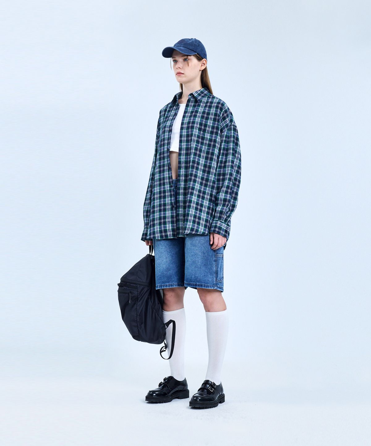 스탠다드에러(STANDARDERROR) 87-STAN089 클래식 빈티지 오버핏 포켓 긴팔 체크 셔츠 그린