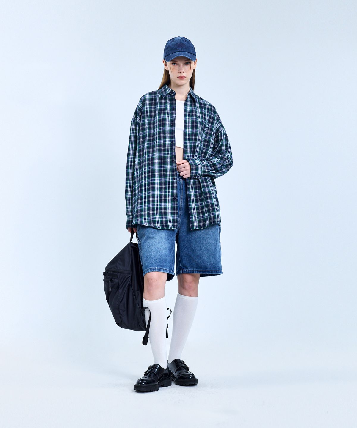스탠다드에러(STANDARDERROR) 87-STAN089 클래식 빈티지 오버핏 포켓 긴팔 체크 셔츠 그린