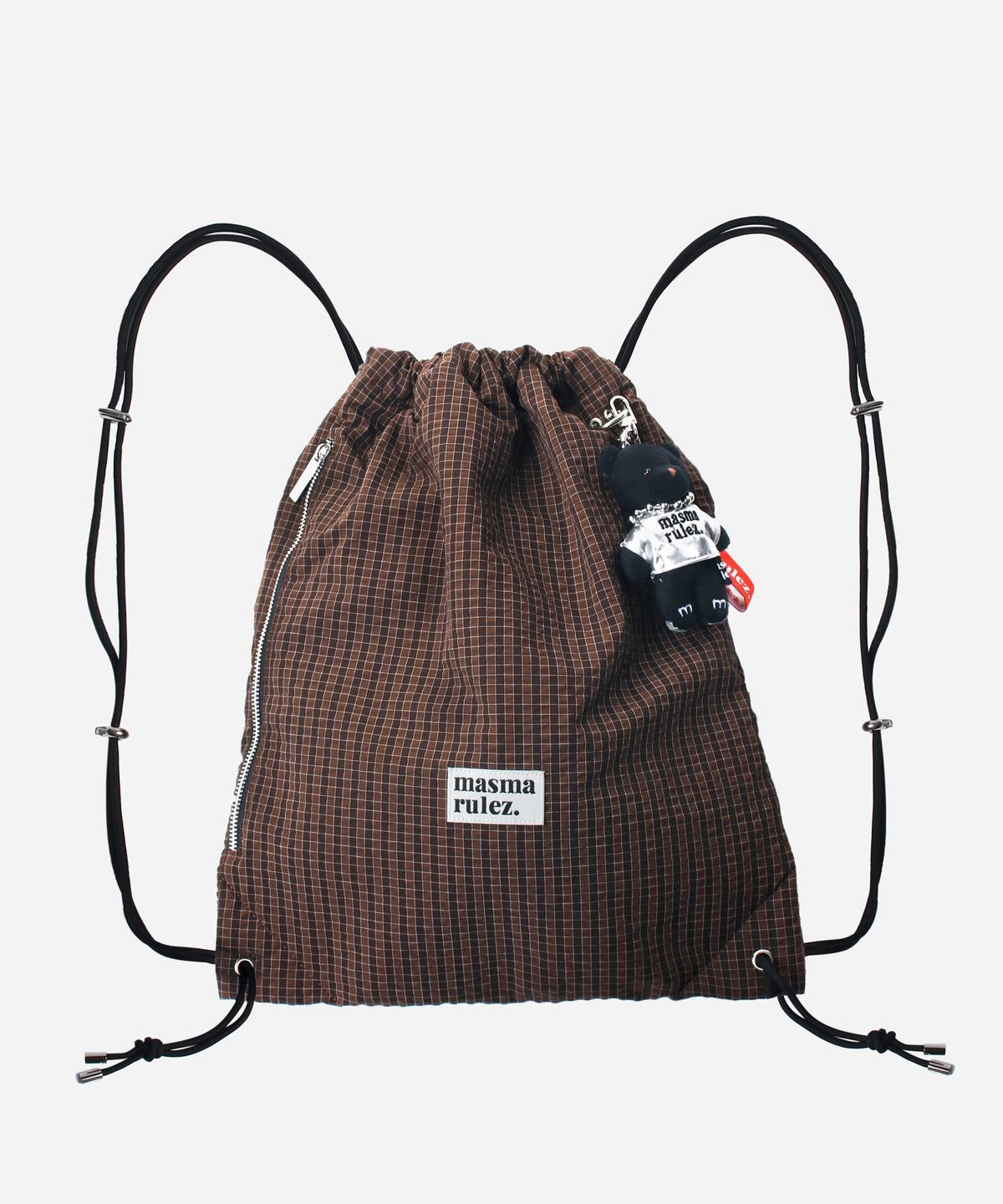 마스마룰즈(MASMARULEZ) Gym sack string bag _ plaid check brown