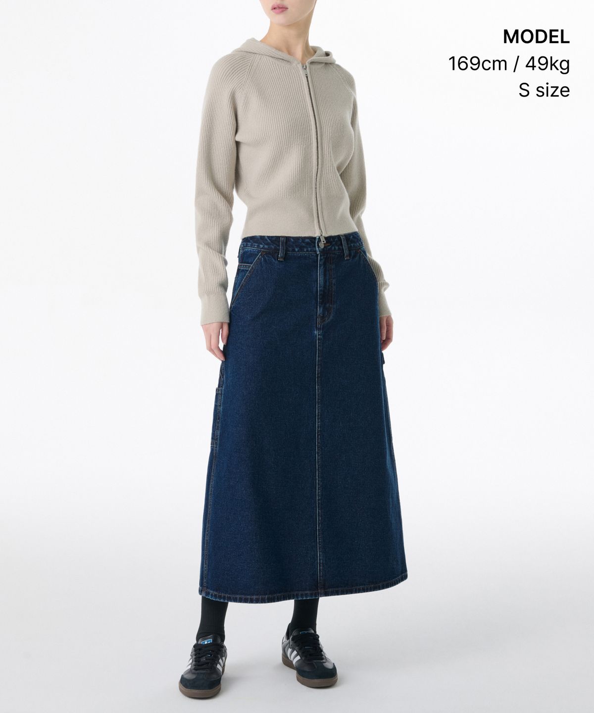 무신사 스탠다드 우먼(MUSINSA STANDARD WOMAN) 우먼즈 데님 카펜터 롱 스커트 [미디엄 인디고]