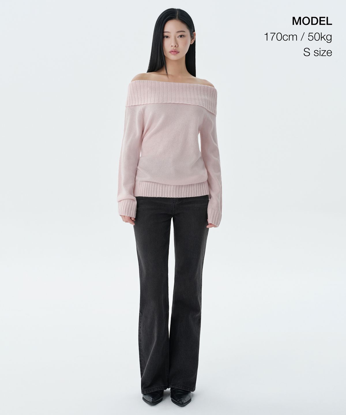 무신사 스탠다드 우먼(MUSINSA STANDARD WOMAN) 우먼즈 턴 다운 오프 숄더 니트 [로즈 워터]