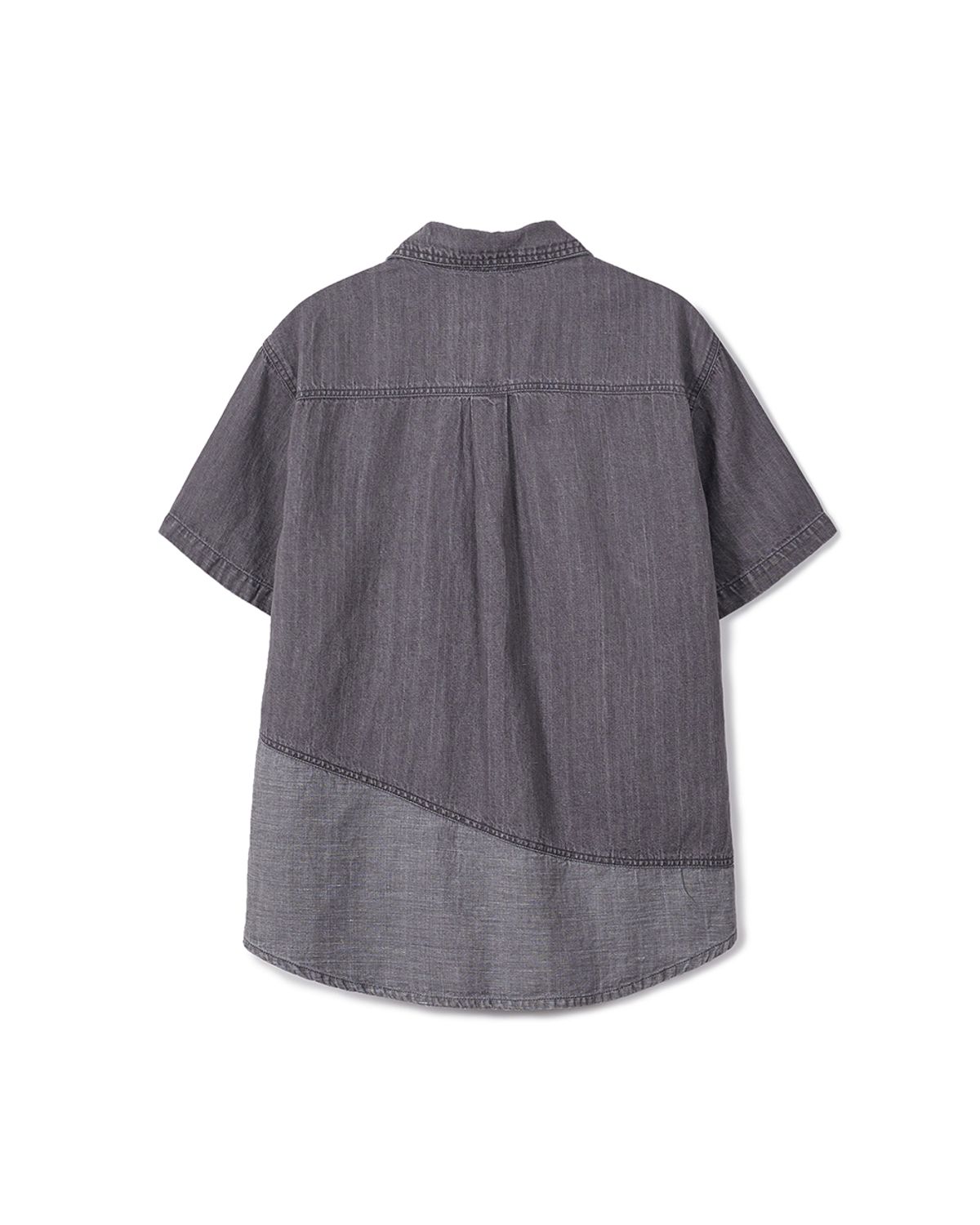 카락터(KARACTOR) Linen denim work half shirts / Ash purple