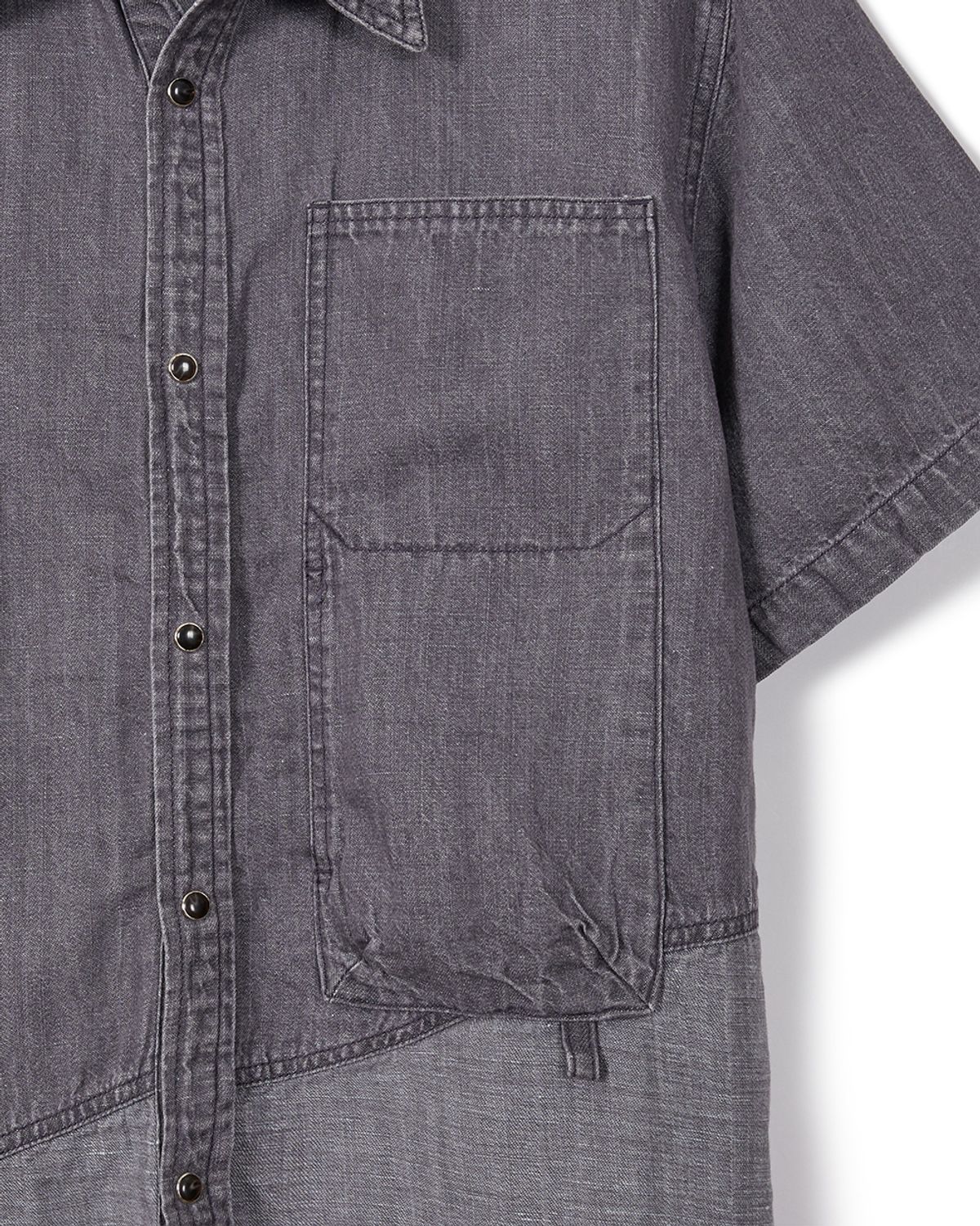 카락터(KARACTOR) Linen denim work half shirts / Ash purple