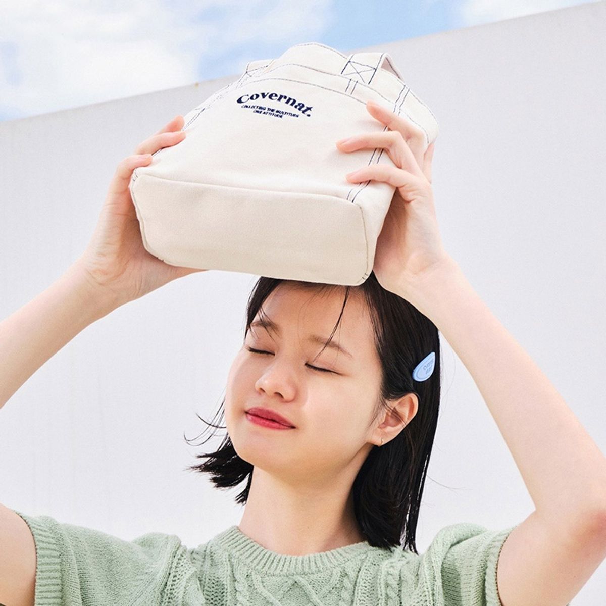 커버낫 우먼(COVERNAT WOMAN) 우먼 스티치 미니백 Ivory