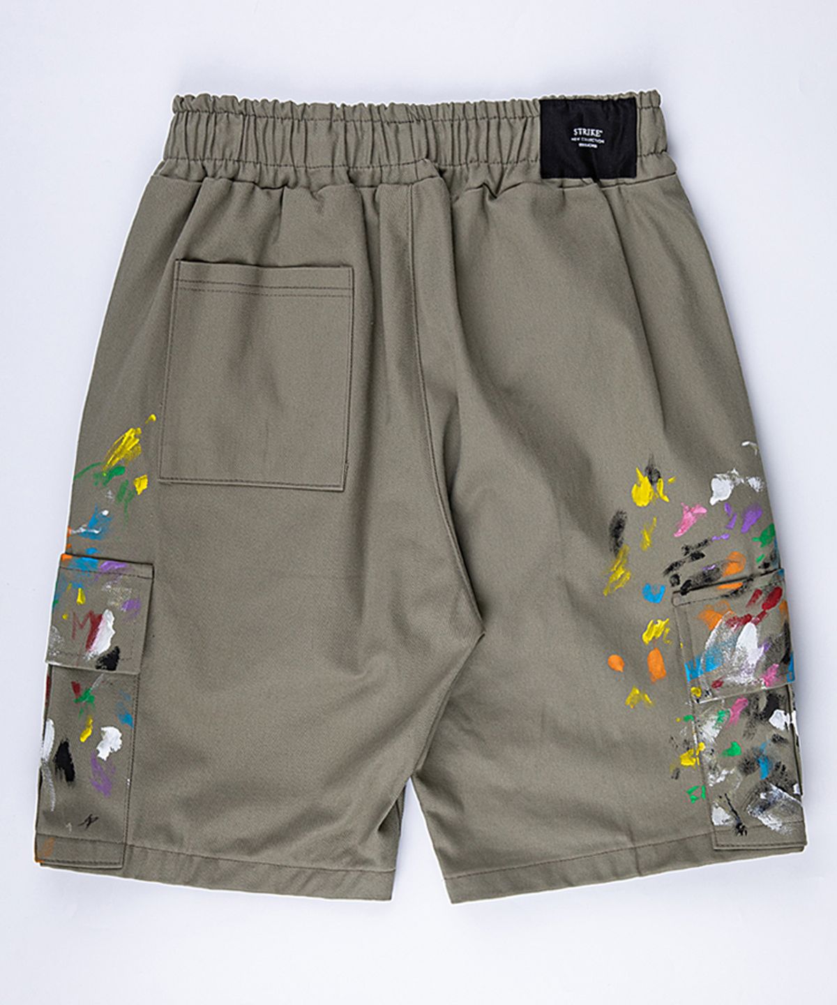 스트라이크(STRIKE) Artistic Olive Washed Exposed Zipper Cargo Shorts (RELAX)