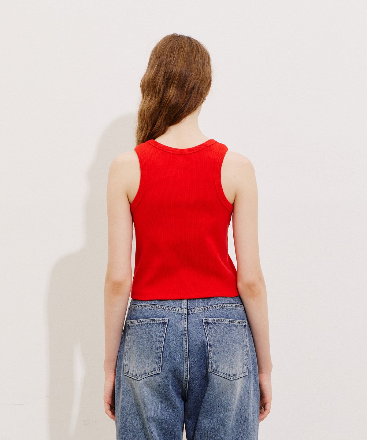 노티아(NOTIA) RIBBED SLEEVELESS CROP TOP - RED