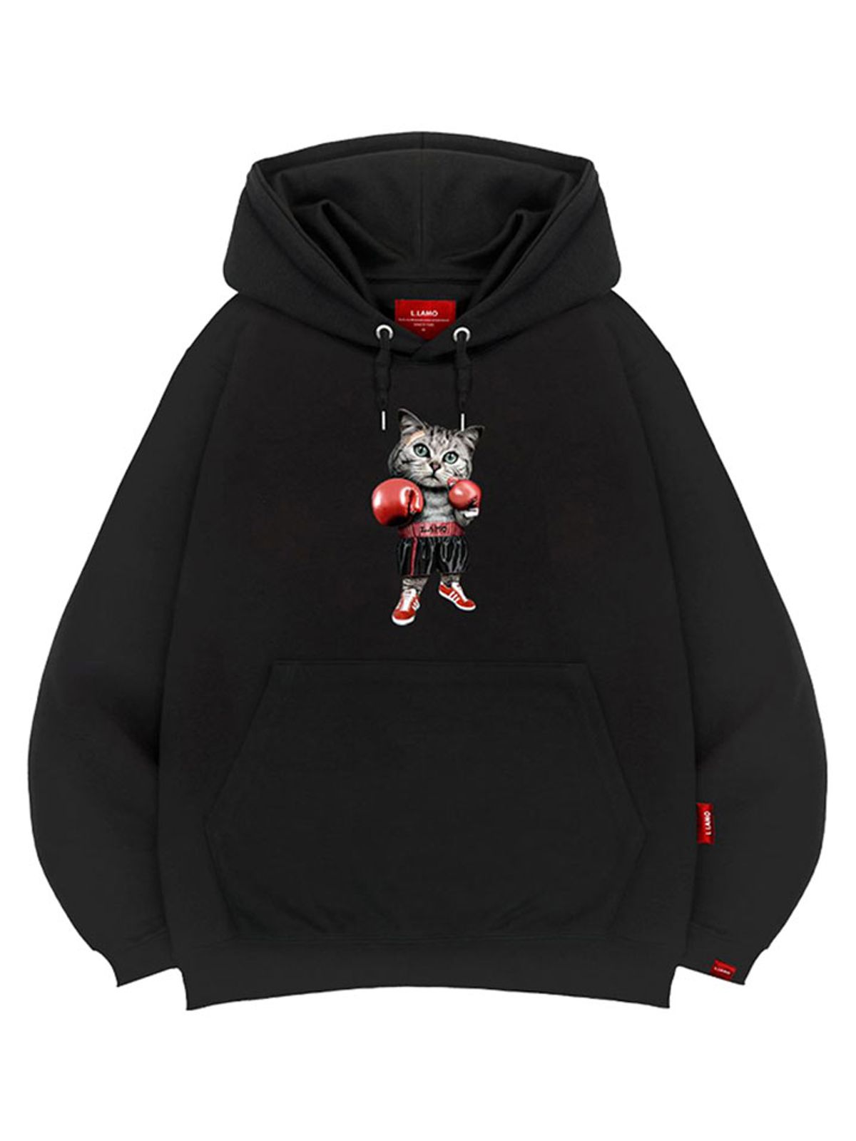 엘라모(LLAMO) 복싱고양이 후드티 남녀공용 빅사이즈 M~4XL