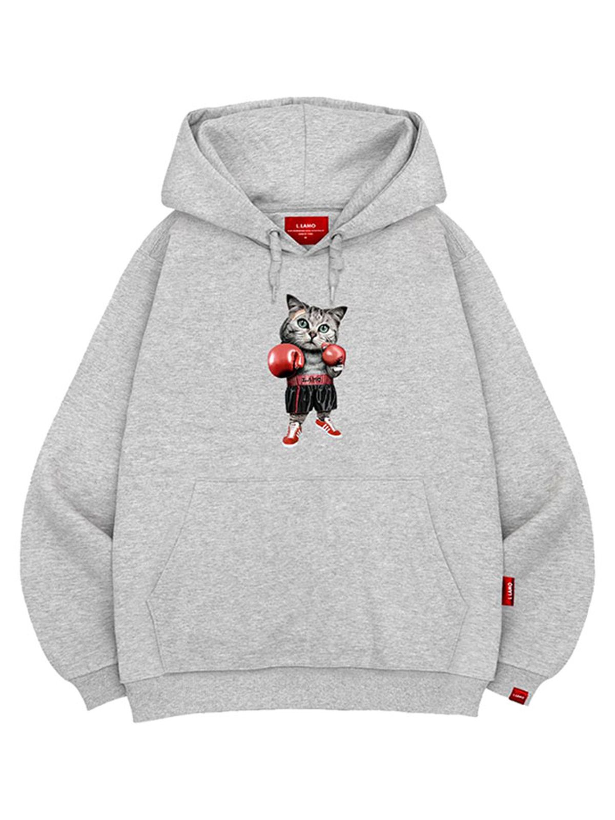 엘라모(LLAMO) 복싱고양이 후드티 남녀공용 빅사이즈 M~4XL