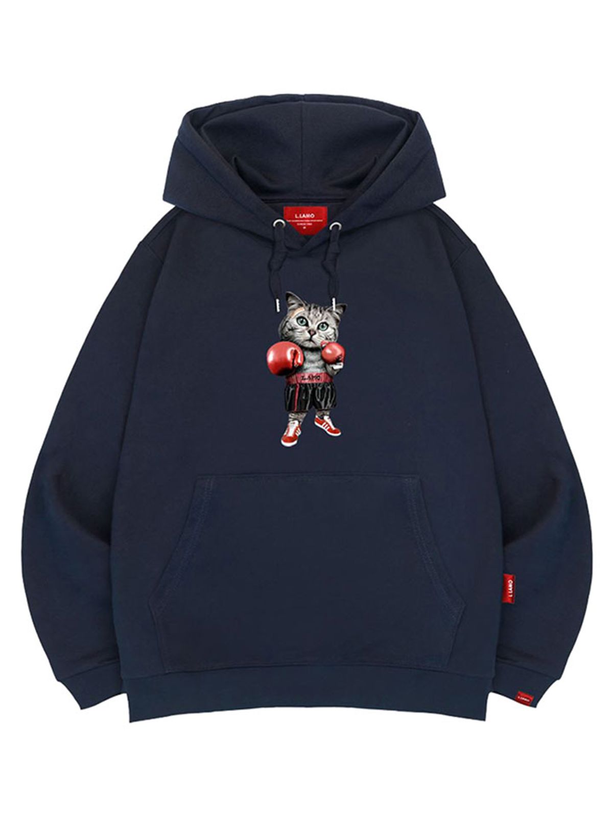 엘라모(LLAMO) 복싱고양이 후드티 남녀공용 빅사이즈 M~4XL
