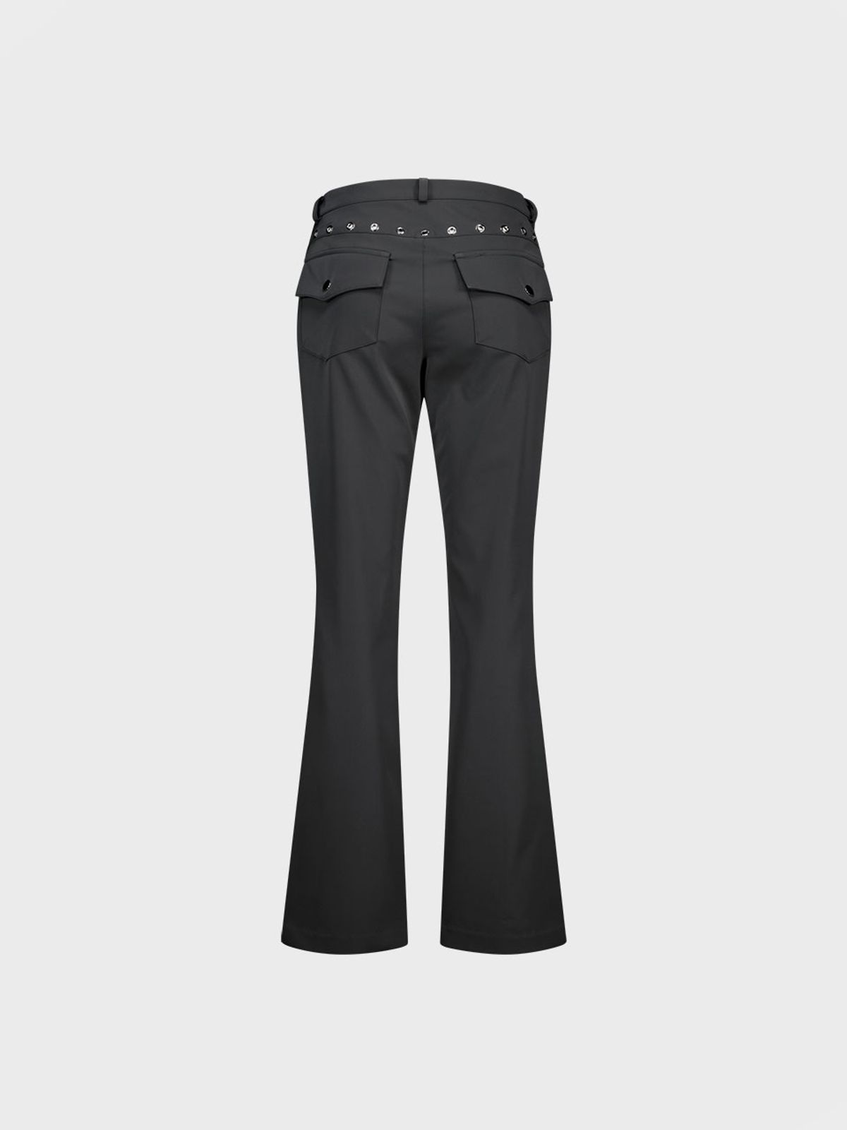 비수스(VISUS) EYELET BOOTCUT PANTS_CHARCOAL
