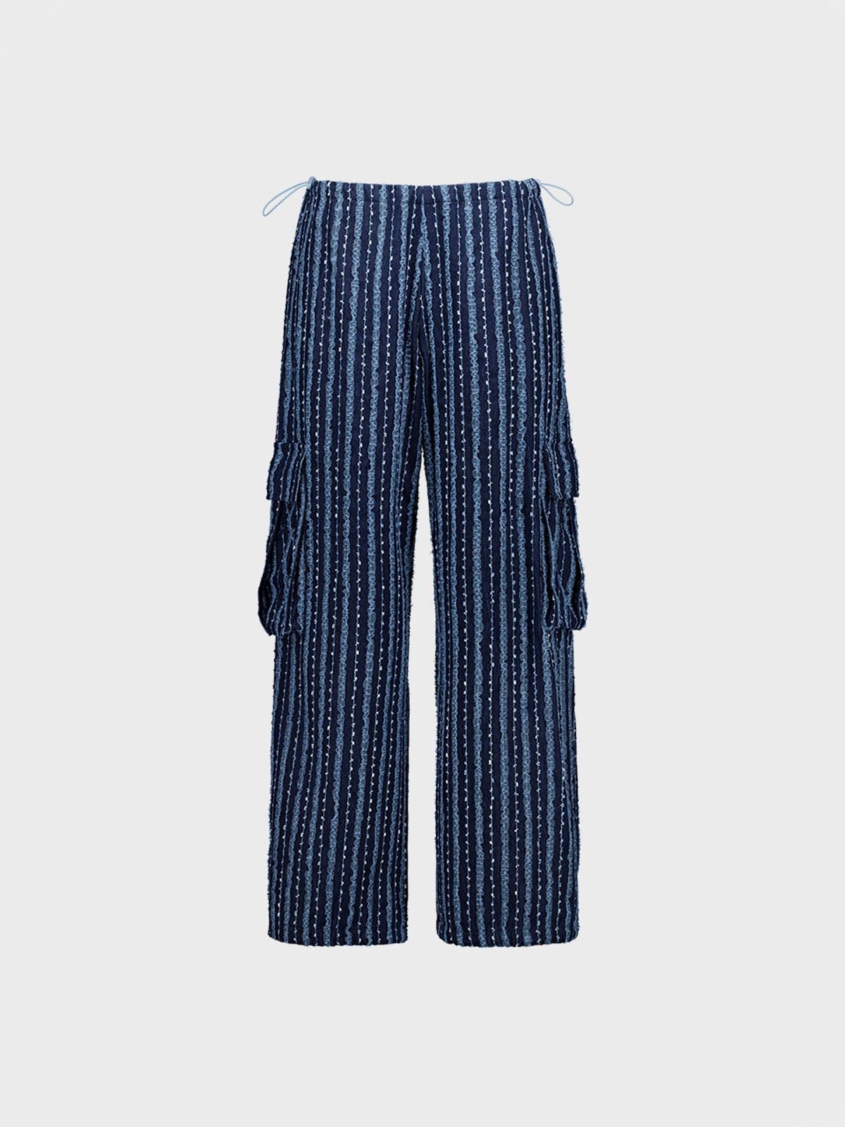 비수스(VISUS) LACE DENIM PARACHUTE PANTS_BLUE