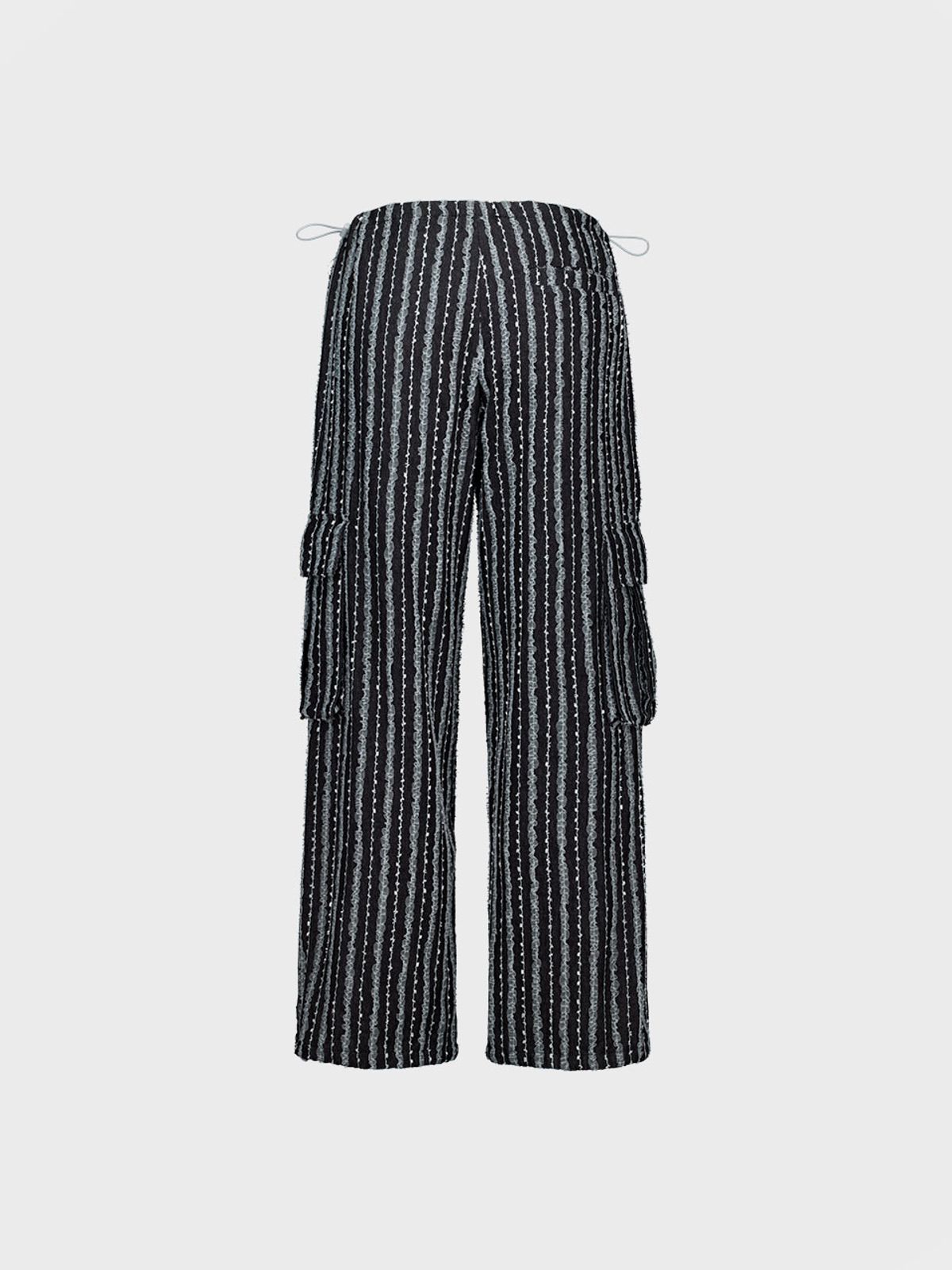 비수스(VISUS) LACE DENIM PARACHUTE PANTS_BLACK
