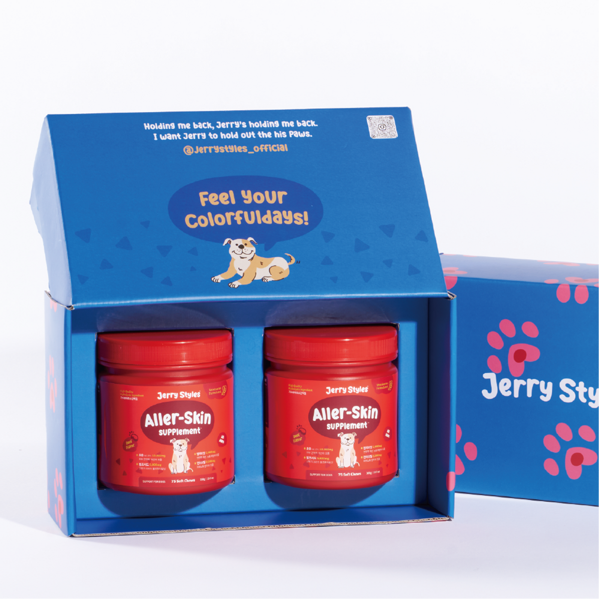 제리스타일스(JERRYSTYLES) 알러스킨 강아지 피부 영양제 300g 75chews