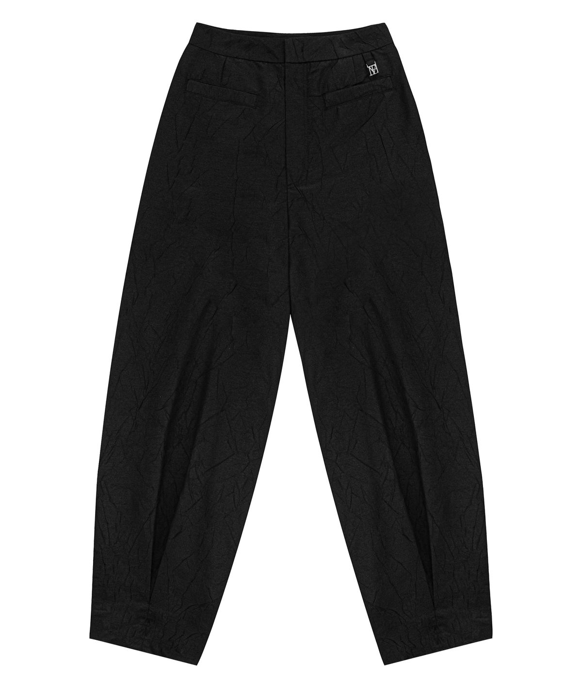 트리밍버드(TREEMINGBIRD) Double Box Pleats Wrinkle Slacks [ Black ]
