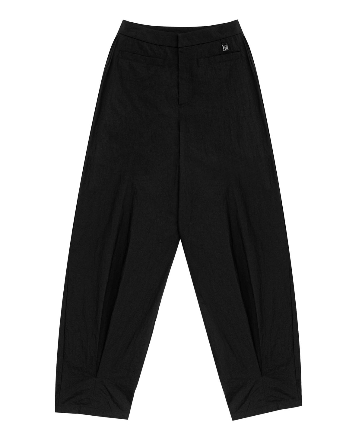 트리밍버드(TREEMINGBIRD) Double Box Pleats Nylon Slacks [ Black ]