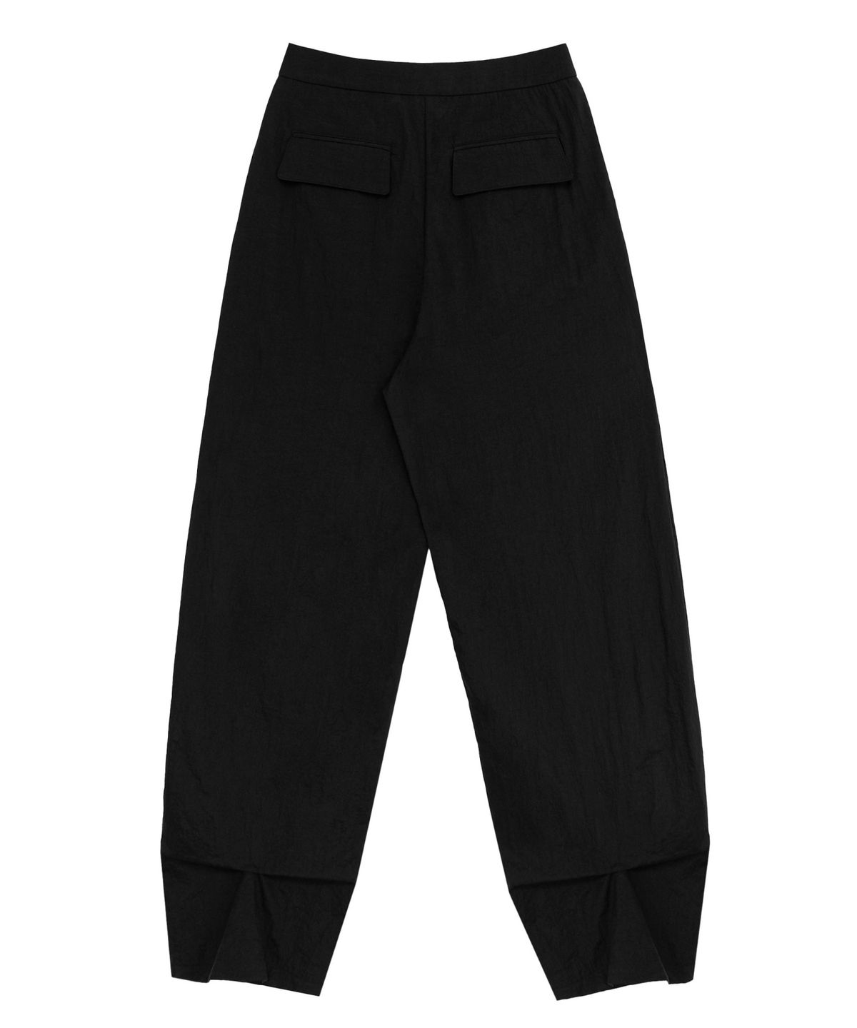 트리밍버드(TREEMINGBIRD) Double Box Pleats Nylon Slacks [ Black ]