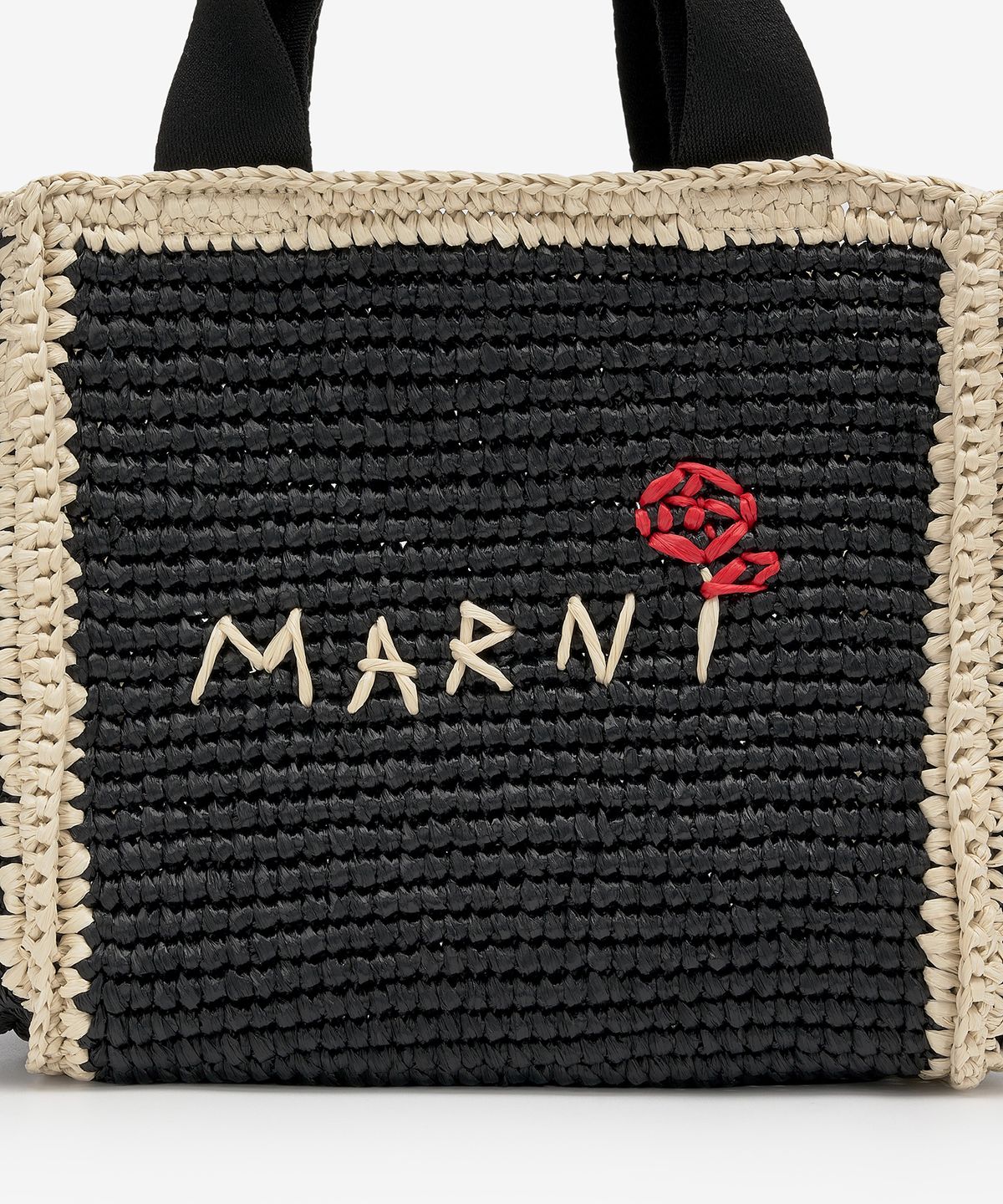 마르니(MARNI) 스몰 라피아 쇼퍼 토트백 - 블랙:아이보리:블랙 / SHMP0121L0P6769ZO762