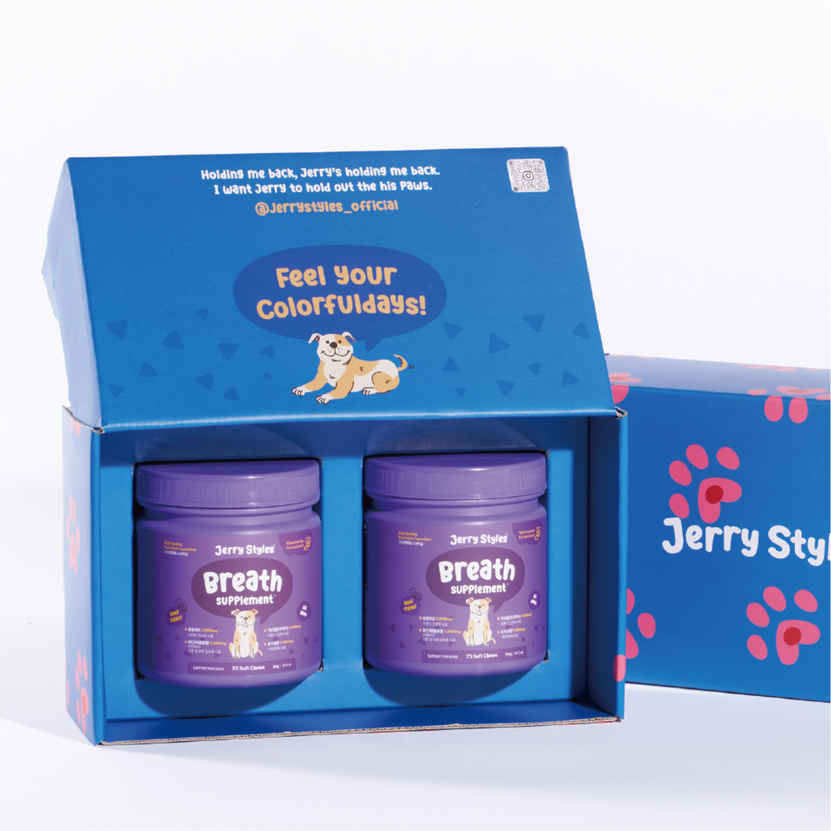 제리스타일스(JERRYSTYLES) 브레스 강아지 호흡기 영양제 300g 75chews