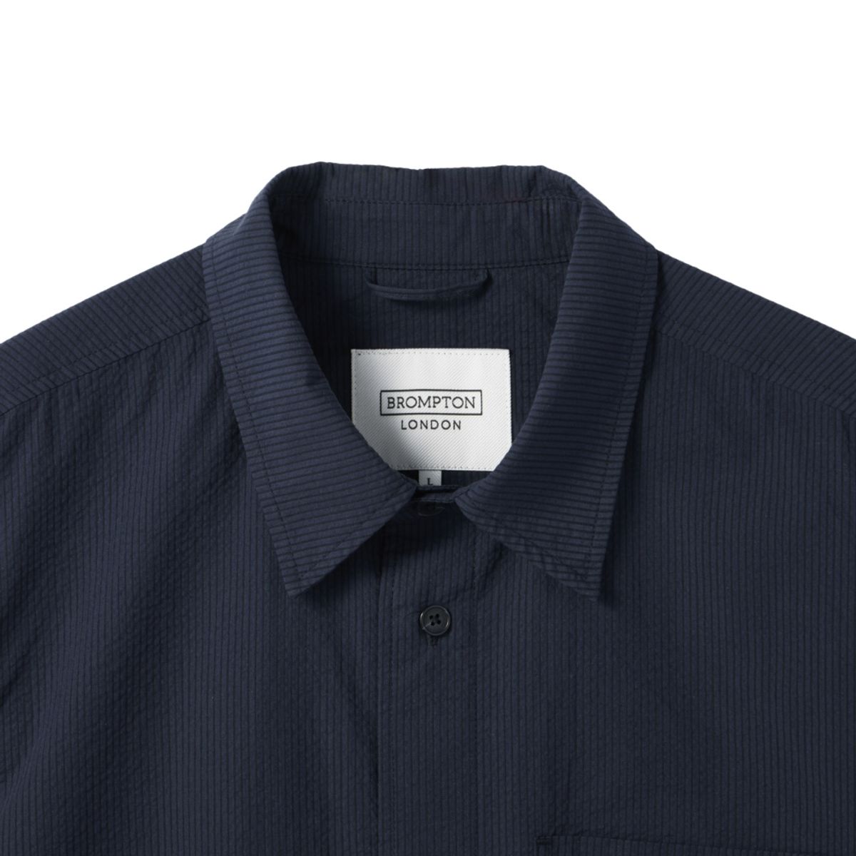 브롬톤 런던(BROMPTON LONDON) COTTON SET SEERSUCKER HALF SLEEVE SHACKET - NAVY (P242MJK535)