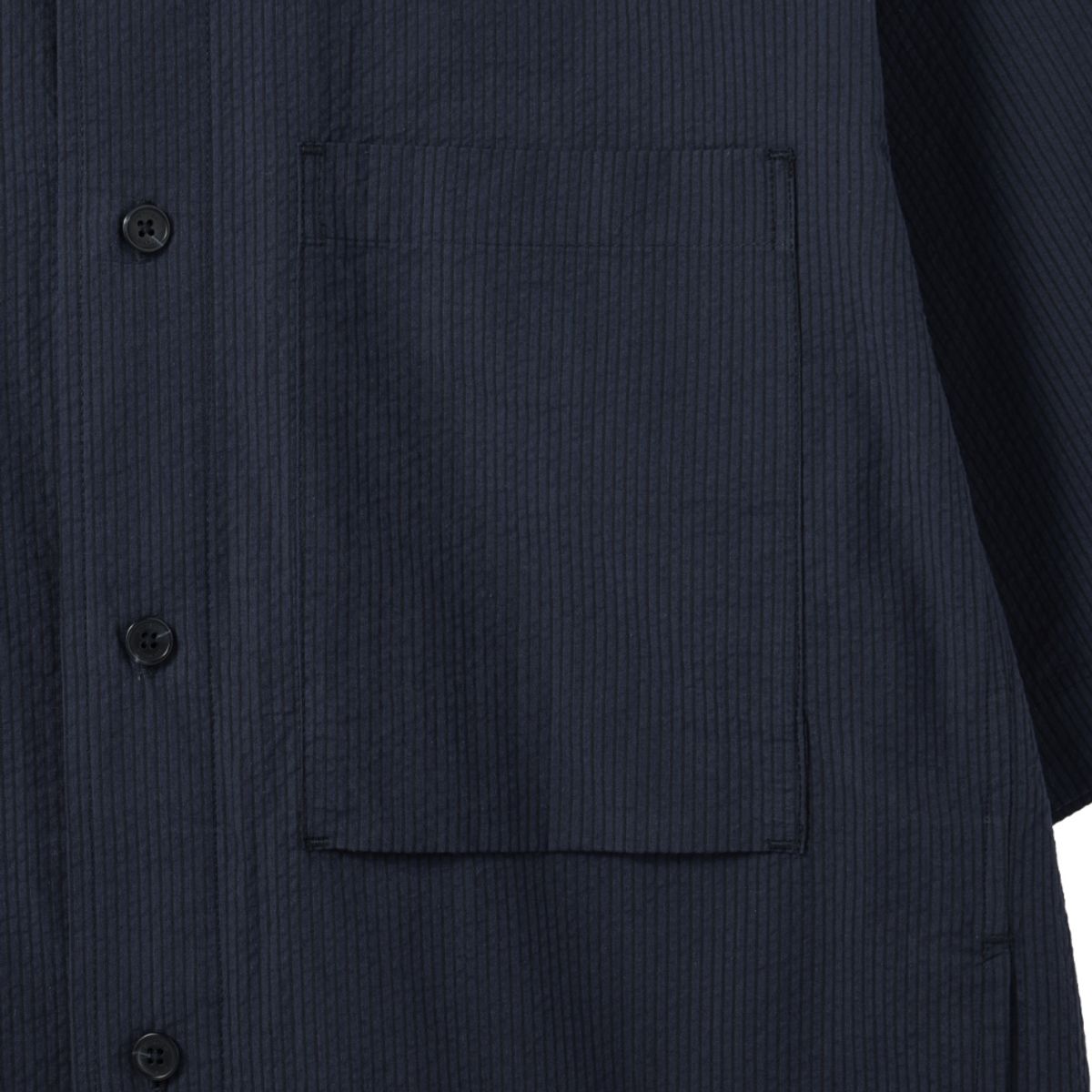 브롬톤 런던(BROMPTON LONDON) COTTON SET SEERSUCKER HALF SLEEVE SHACKET - NAVY (P242MJK535)