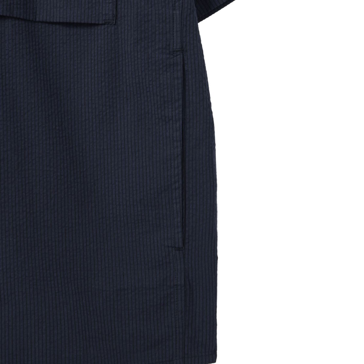 브롬톤 런던(BROMPTON LONDON) COTTON SET SEERSUCKER HALF SLEEVE SHACKET - NAVY (P242MJK535)