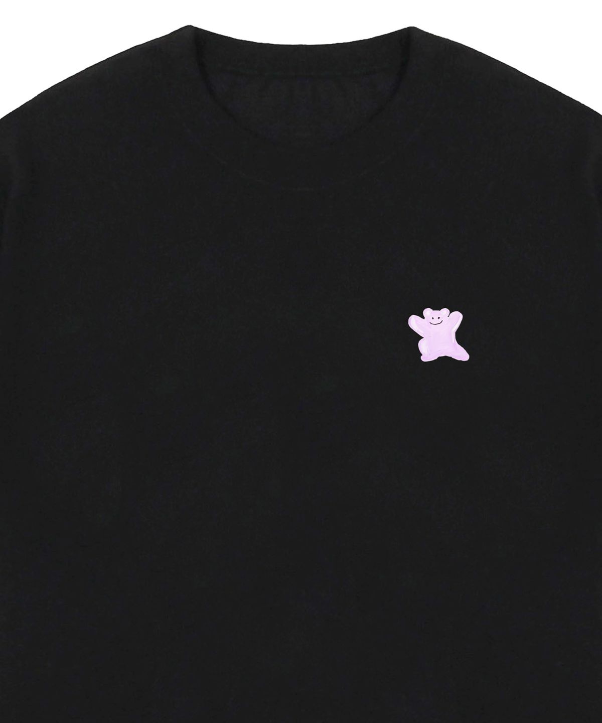그레이버(GRAVER) [UNISEX]스몰 핑크 페인팅 베어스마일 반팔티_블랙
