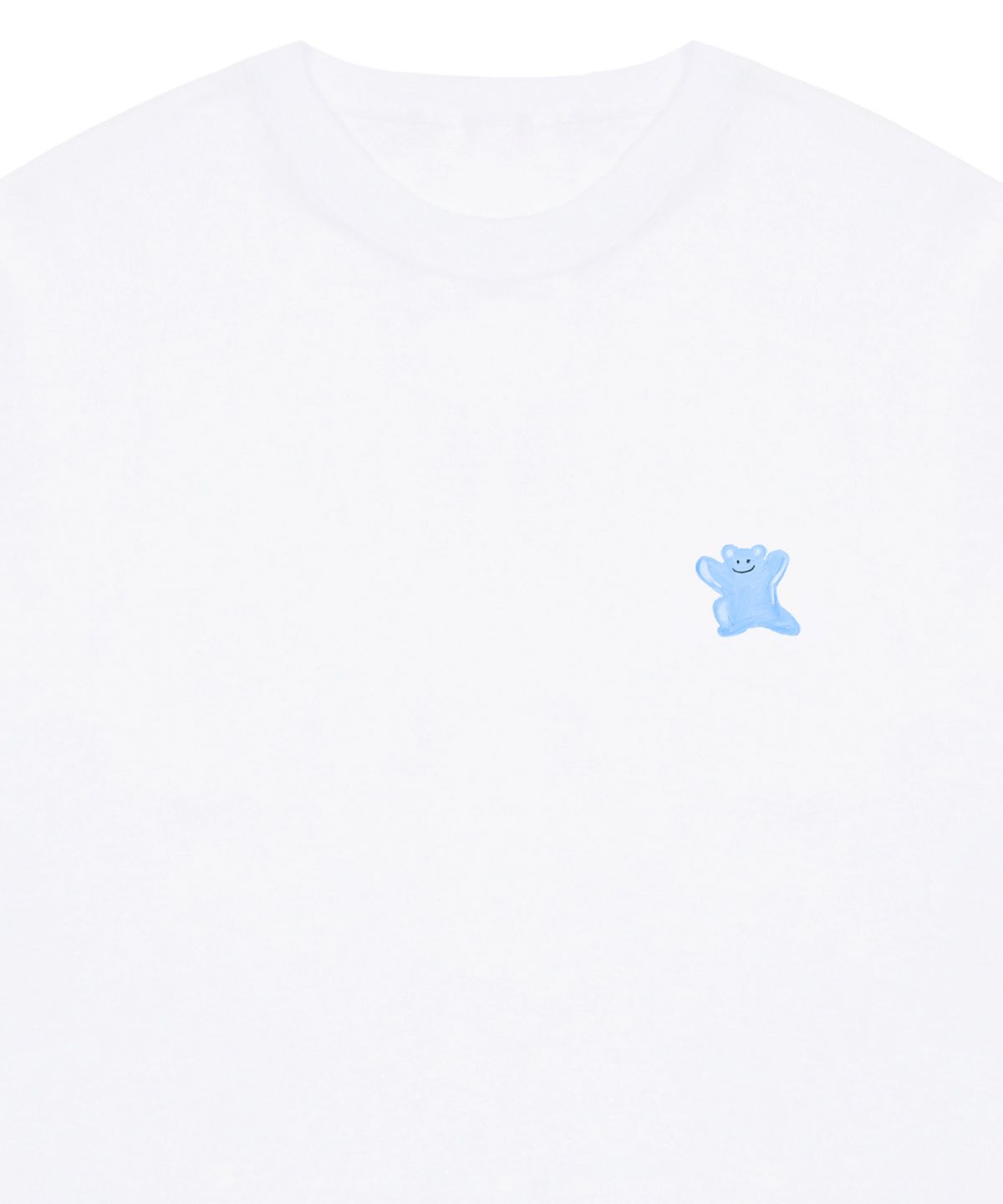 그레이버(GRAVER) [UNISEX]스몰 블루 페인팅 베어스마일 반팔티_화이트