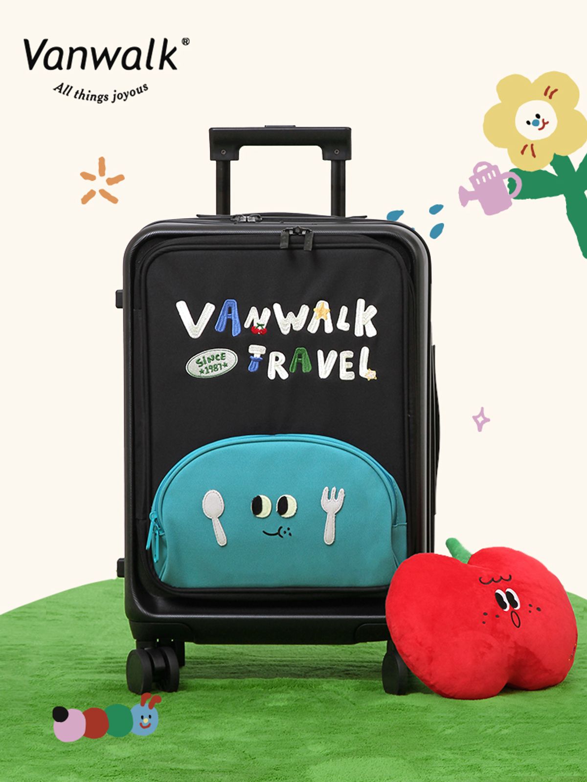 반워크(VANWALK) 마카롱 캐리어 20인치 [블랙](+ 투명 커버 증정)