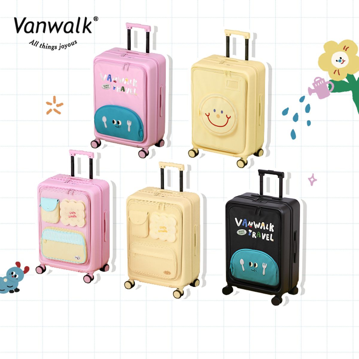 반워크(VANWALK) 마카롱 캐리어 20인치 [블랙](+ 투명 커버 증정)